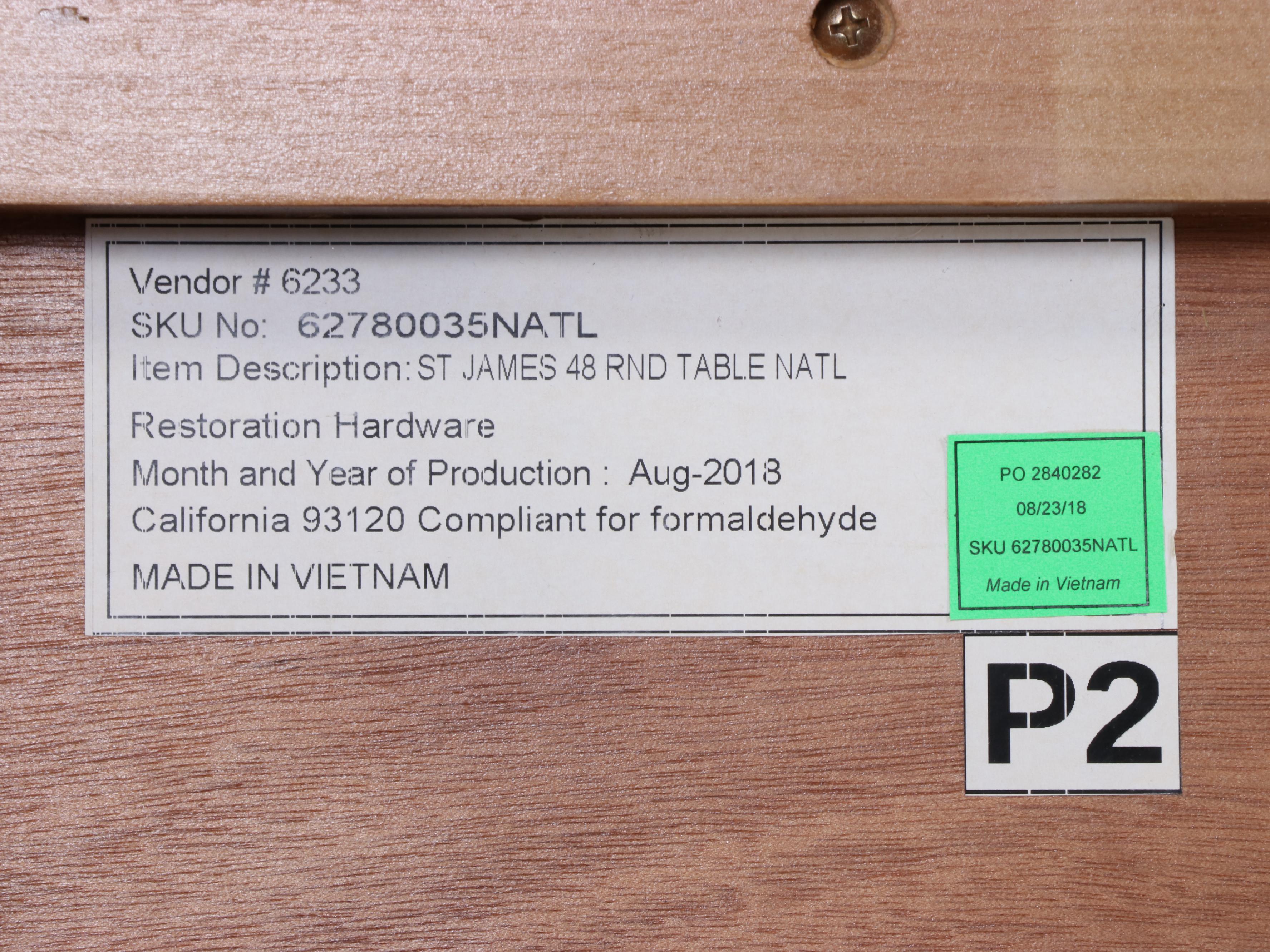 Geoffrey Hawkes for Restoration Hardware "St. James" Oak Pedestal Dining Table