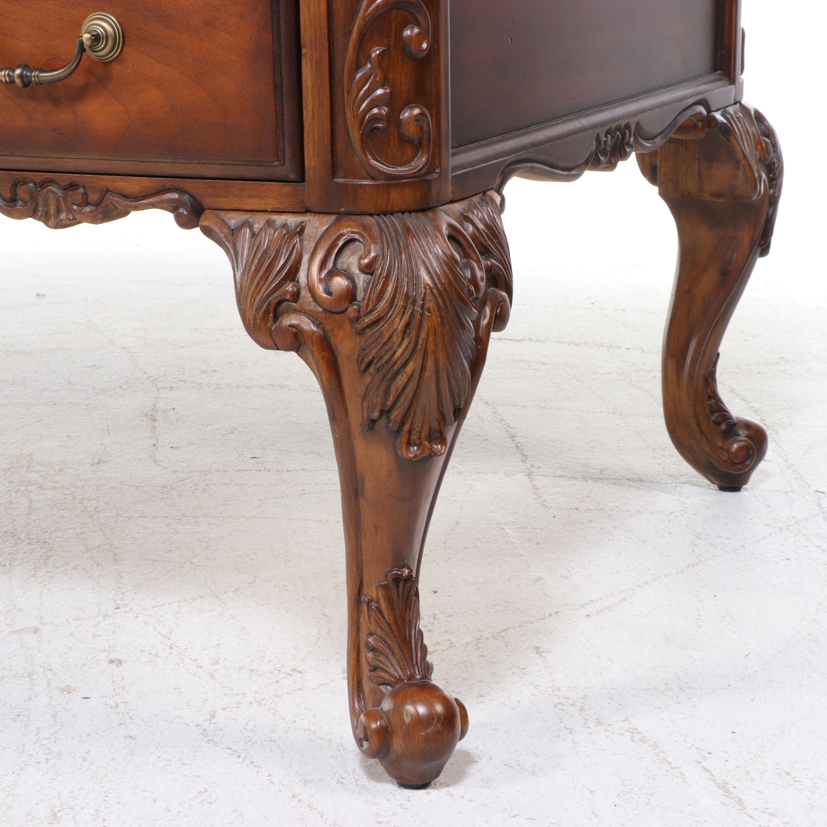 Hooker Furniture "Seven Seas" Hardwood Bureau Plat and Faux-Leather Armchair