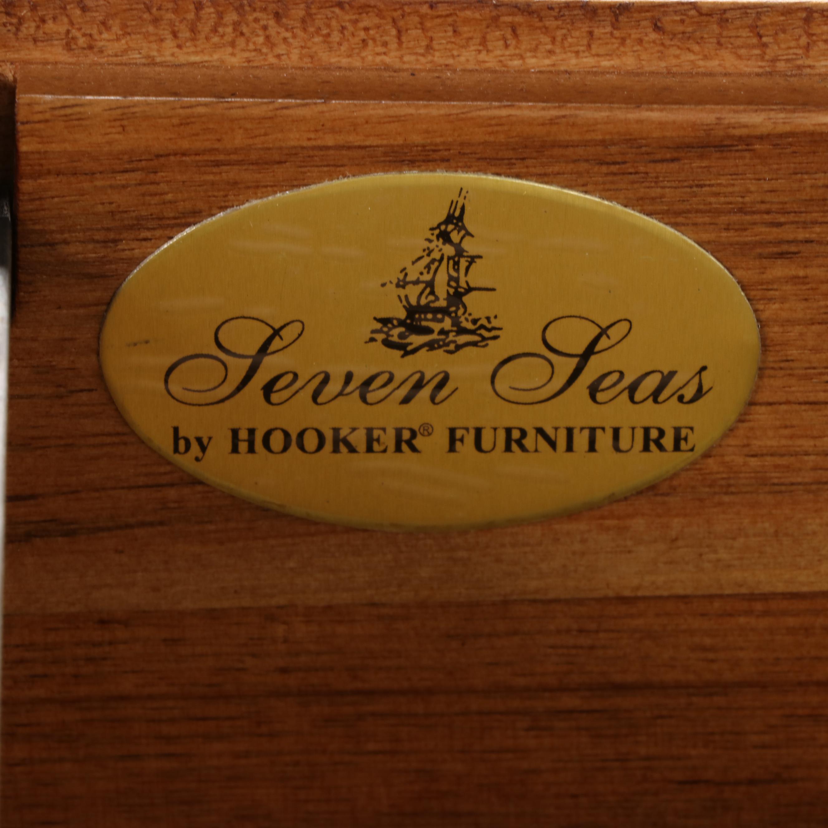 Hooker Furniture "Seven Seas" Hardwood Bureau Plat and Faux-Leather Armchair