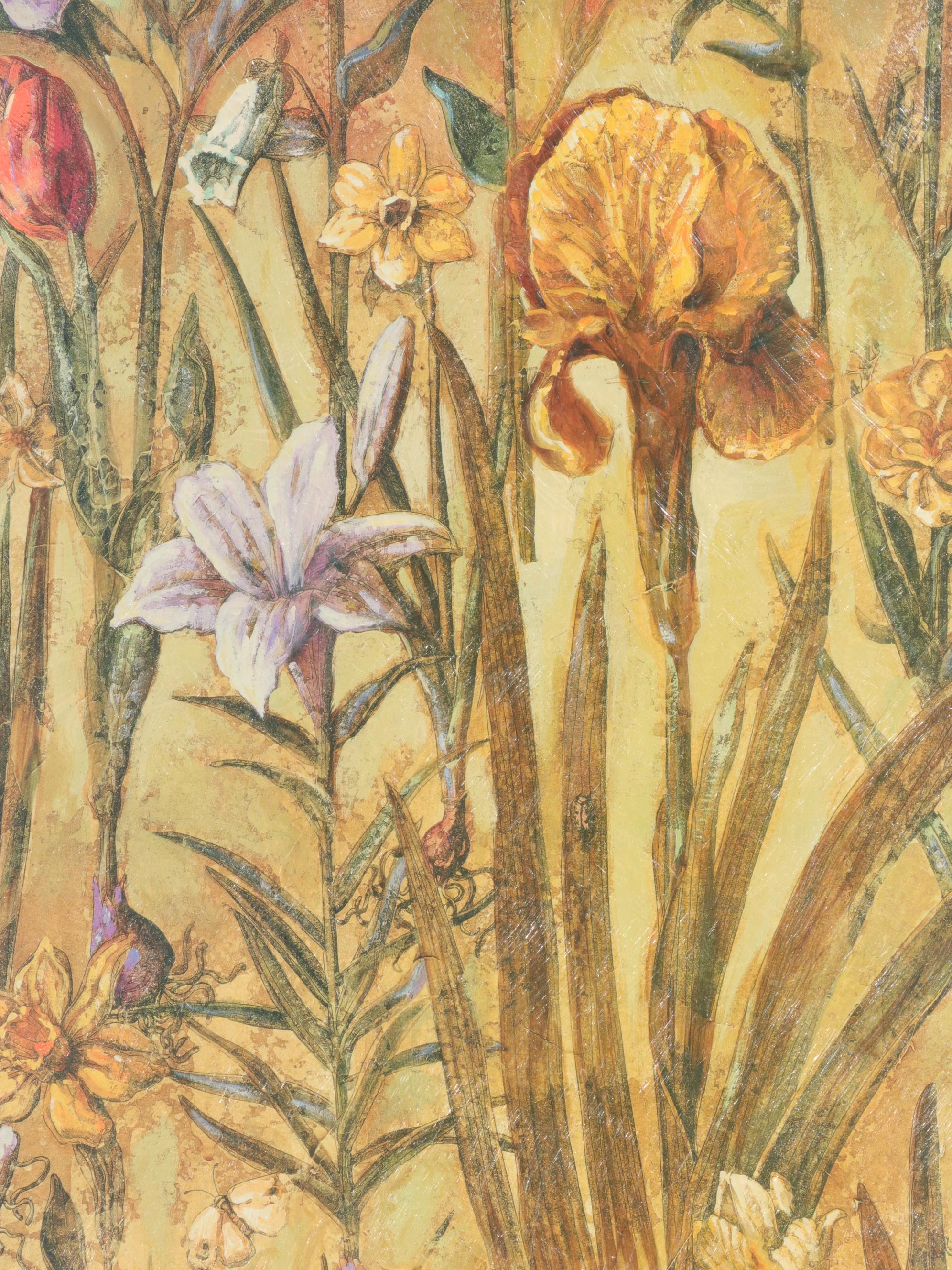 The Bombay Co. Embossed Floral Offset Lithograph "Beautiful Earth"