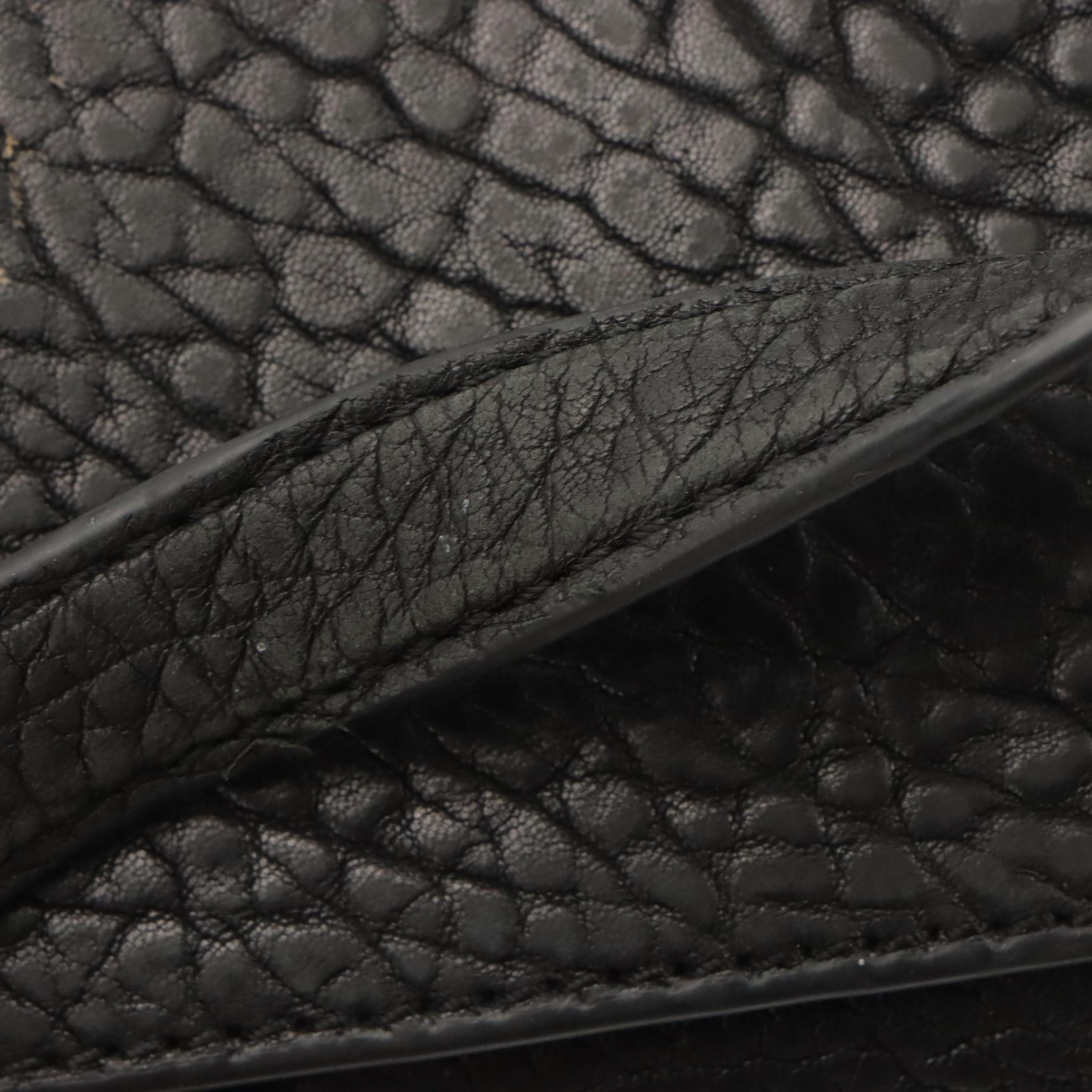 Tory Burch 797 Two-Way Satchel in Black Grained Leather