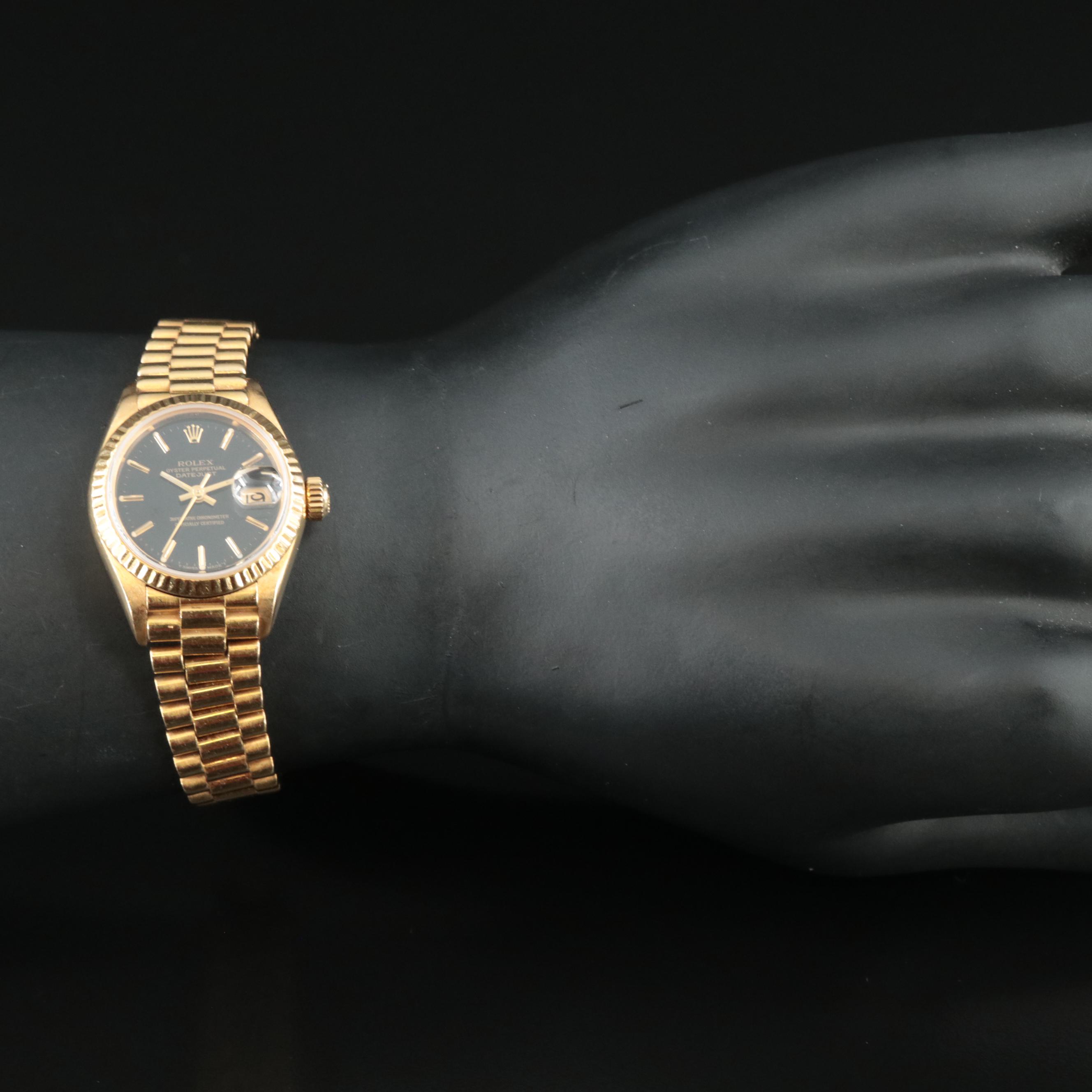 1986 Rolex Lady Datejust President Black Dial Watch