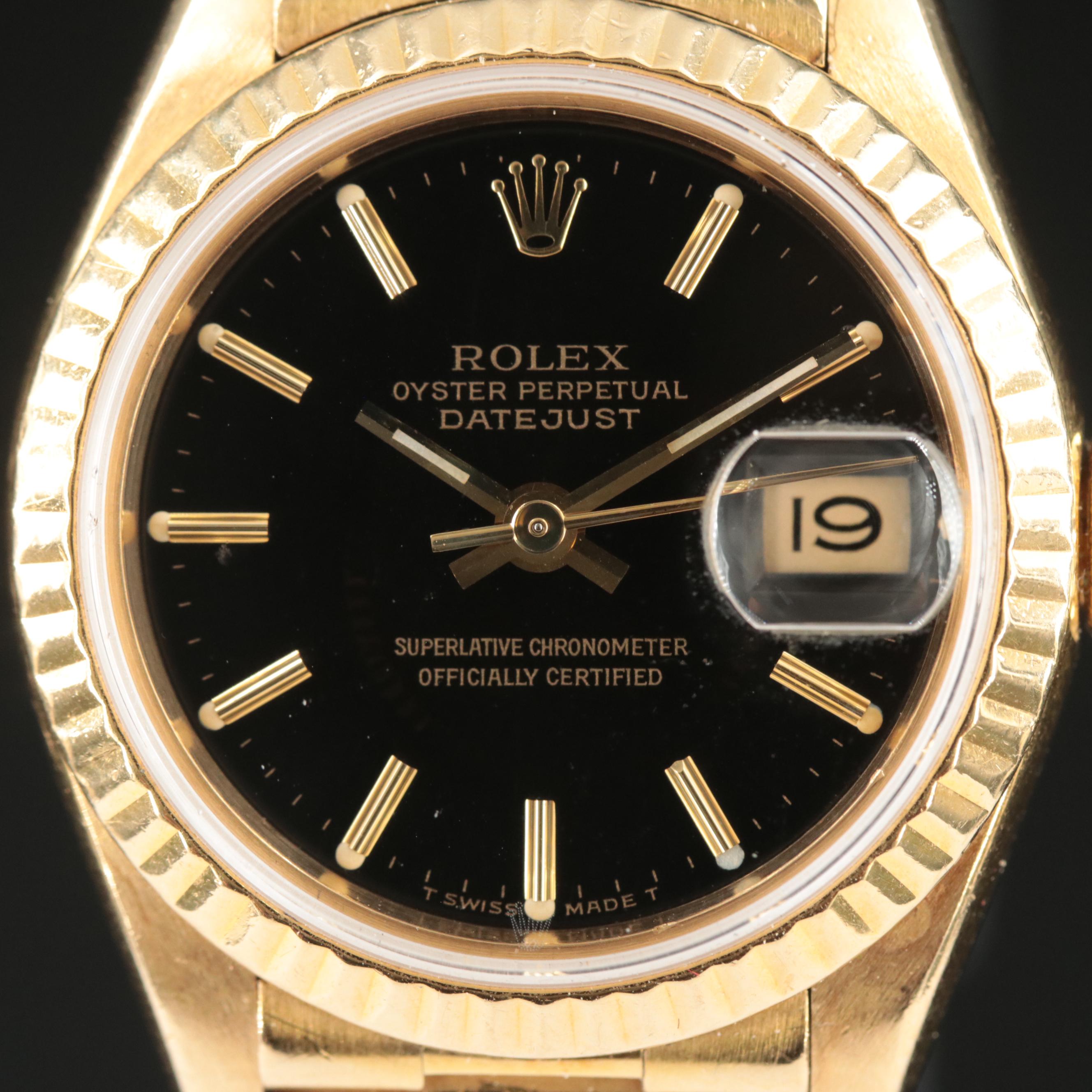 1986 Rolex Lady Datejust President Black Dial Watch