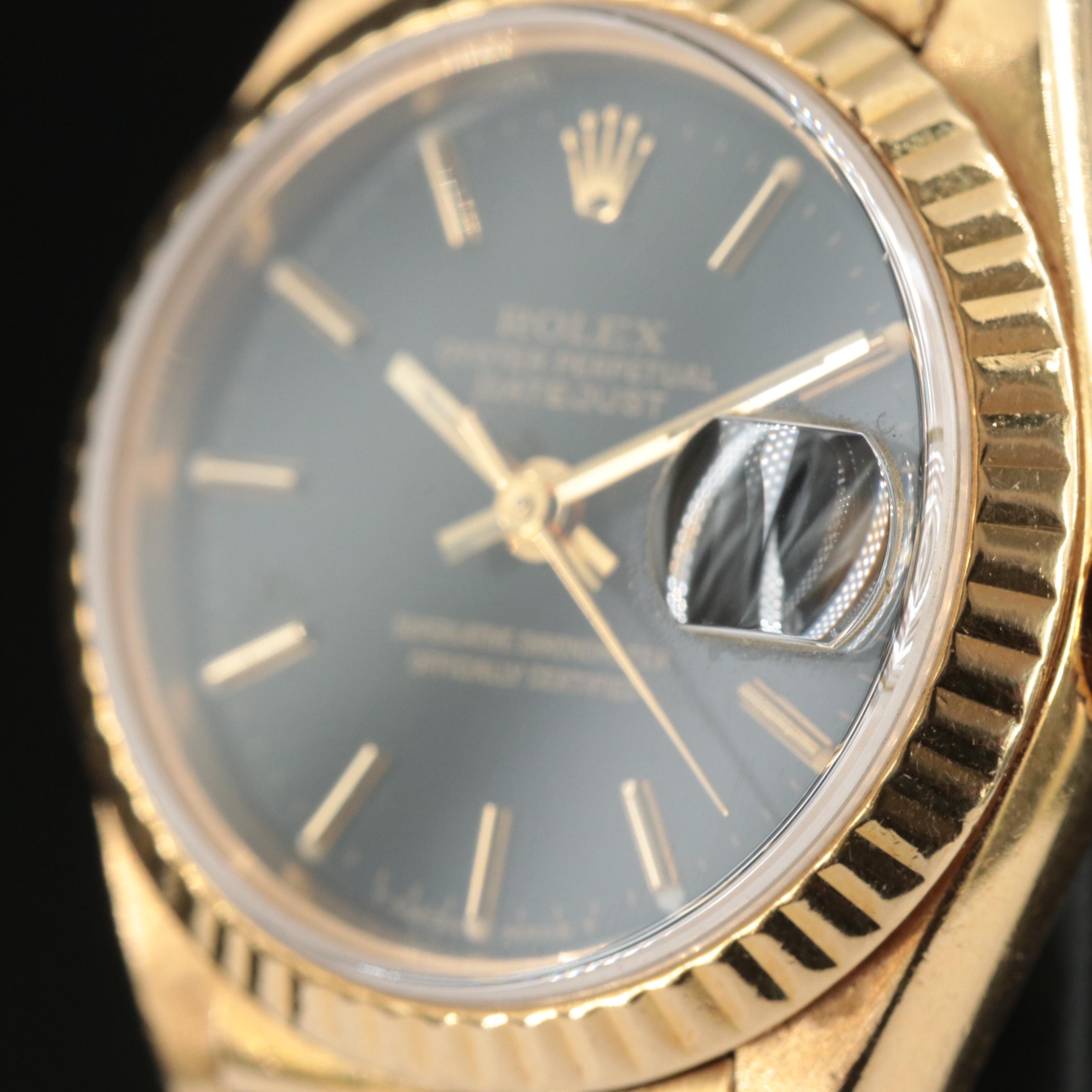 1986 Rolex Lady Datejust President Black Dial Watch