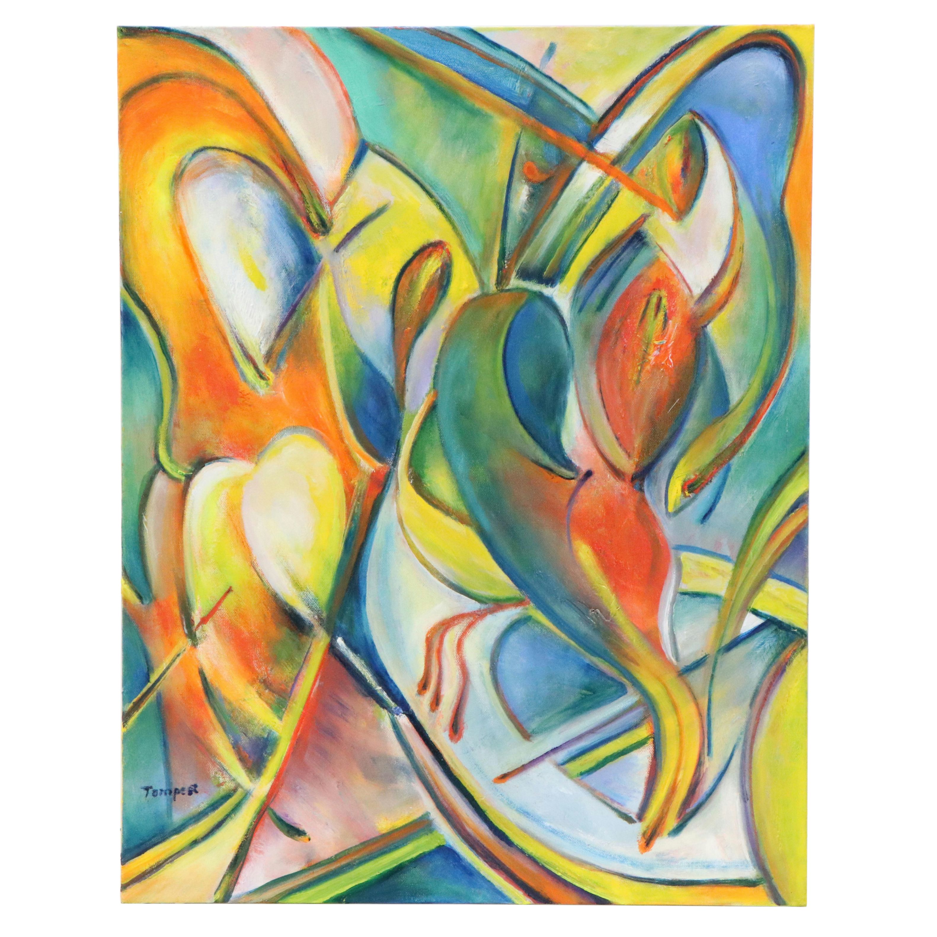 Husidio John Tempest Abstract Oil Painting "Heartfelt," 2024