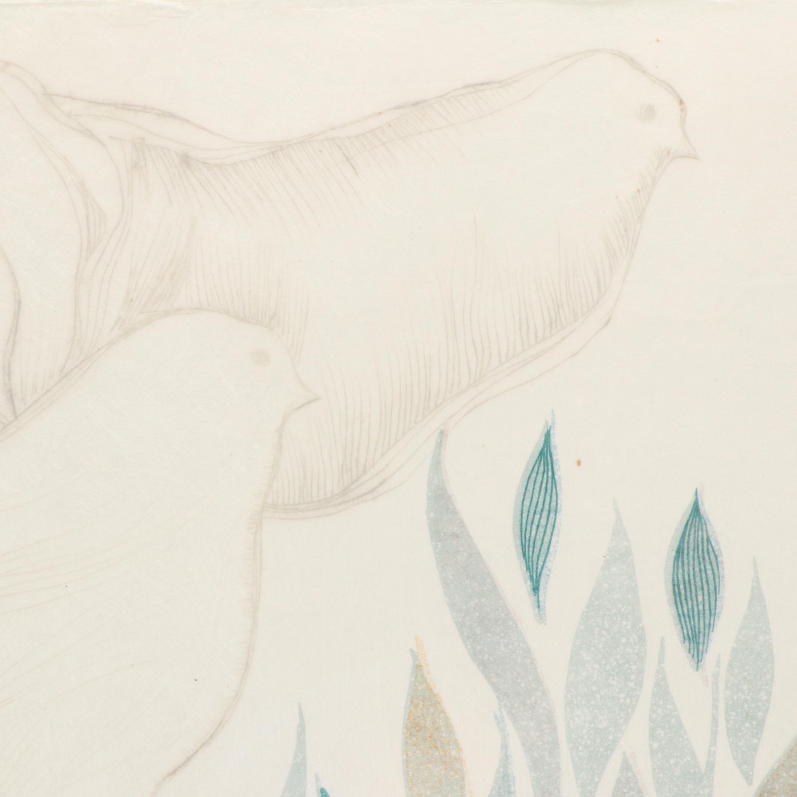 Àlvar Suñol Lithograph "Musique de Flores," Late 20th Century