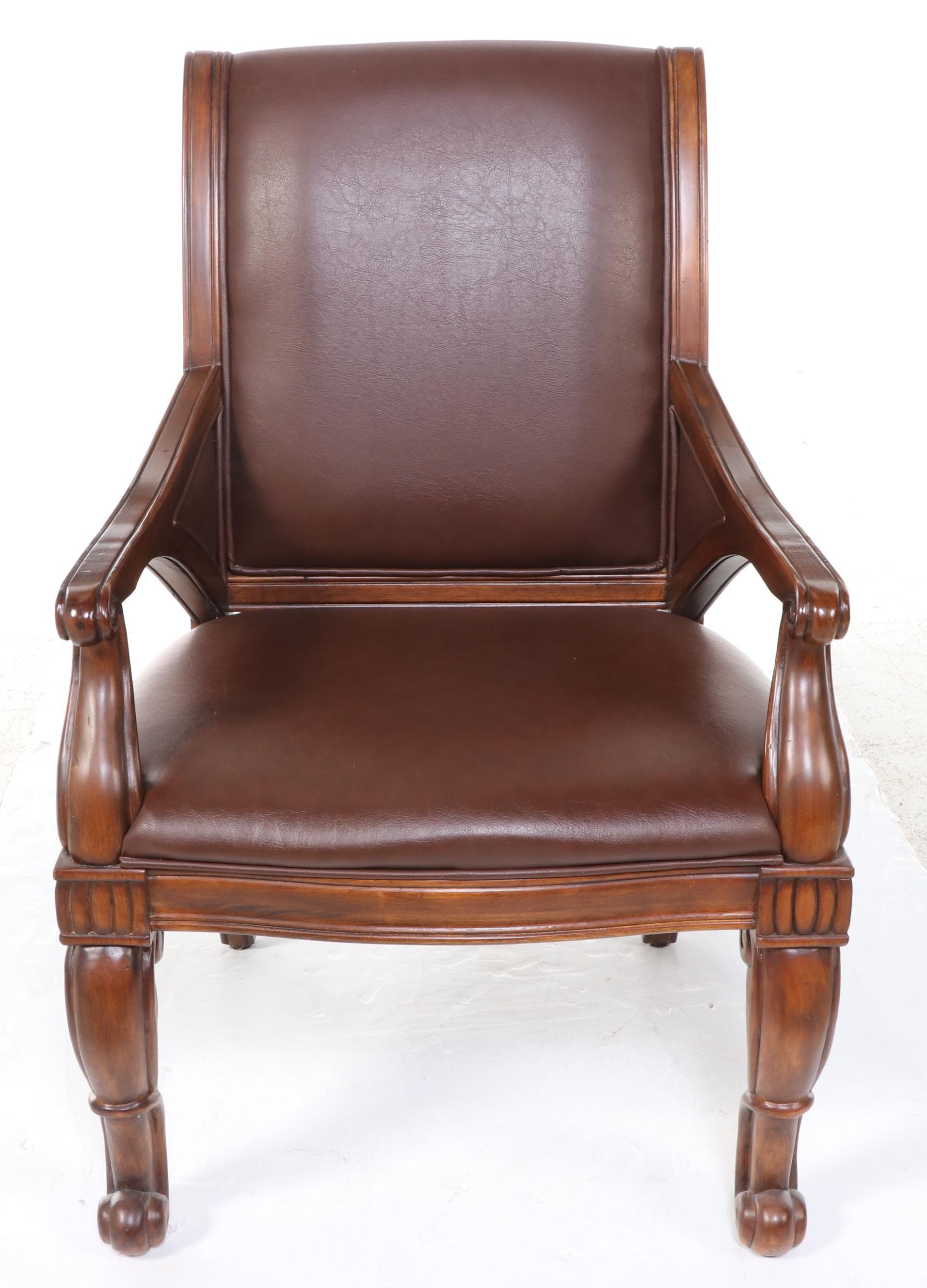 Hooker Furniture "Seven Seas" Hardwood Bureau Plat and Faux-Leather Armchair