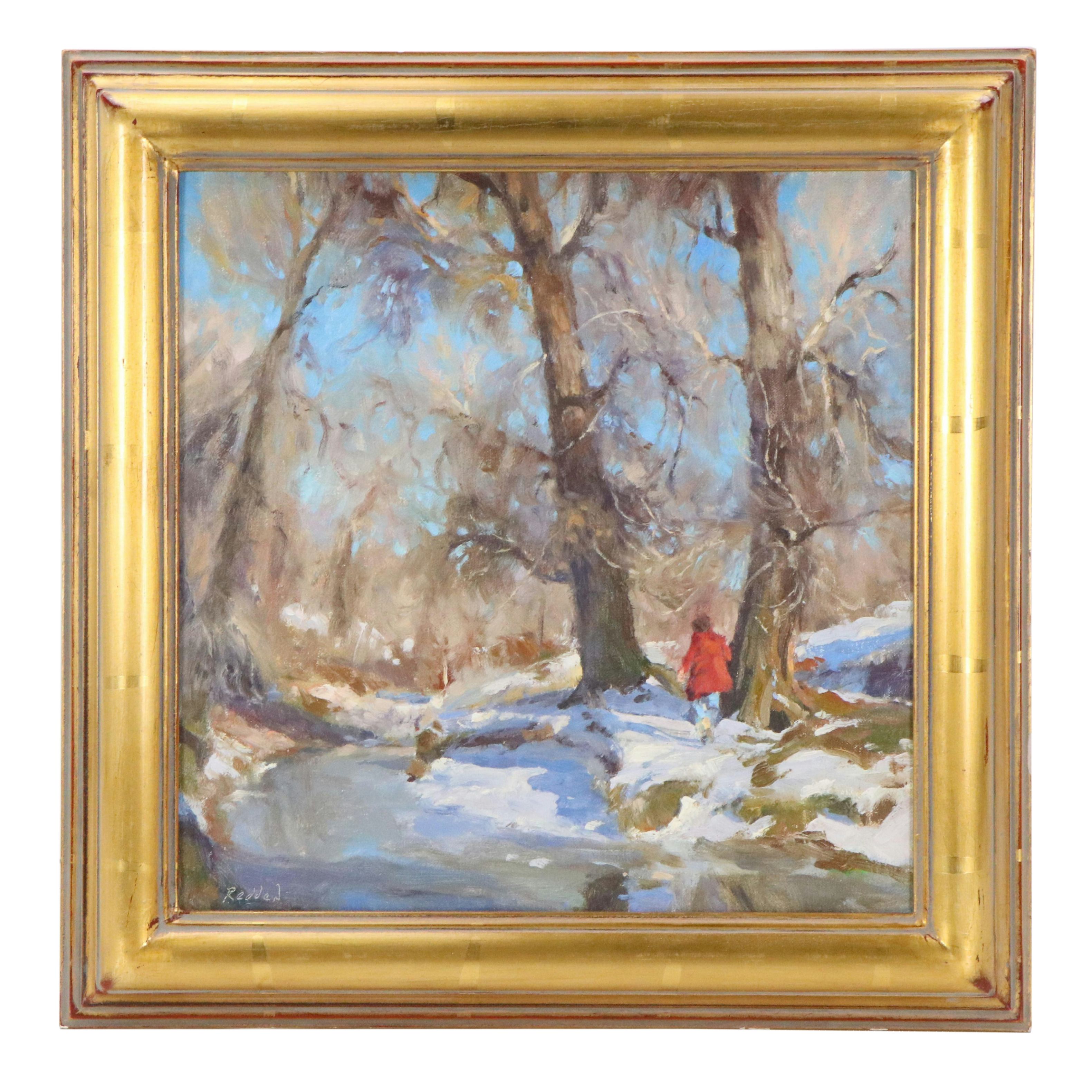 Grant Redden Winter Oil Landscape "Afternoon Walk"