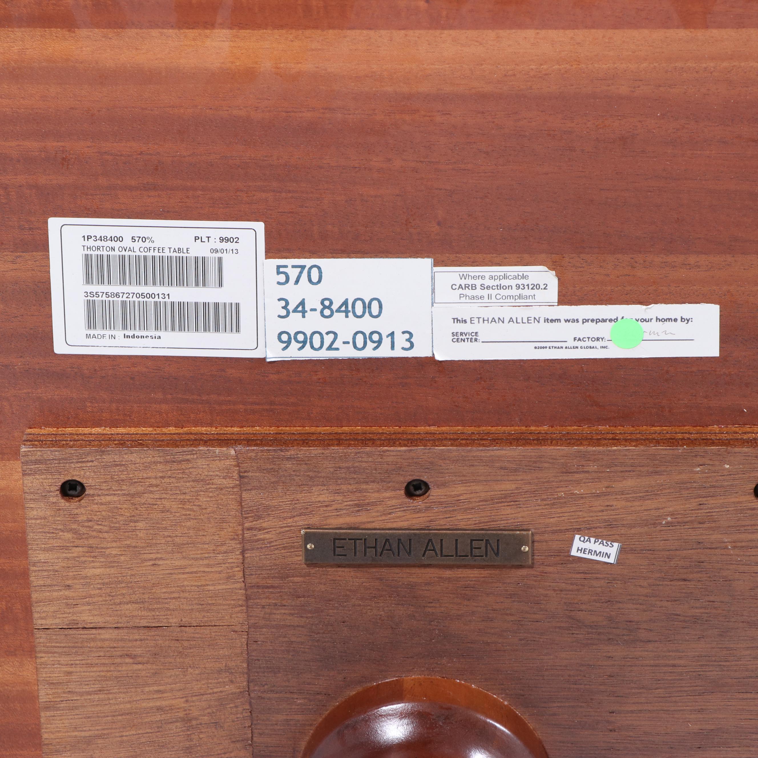 Ethan Allen "Thornton" Flame Mahogany and Crossbanded Coffee Table