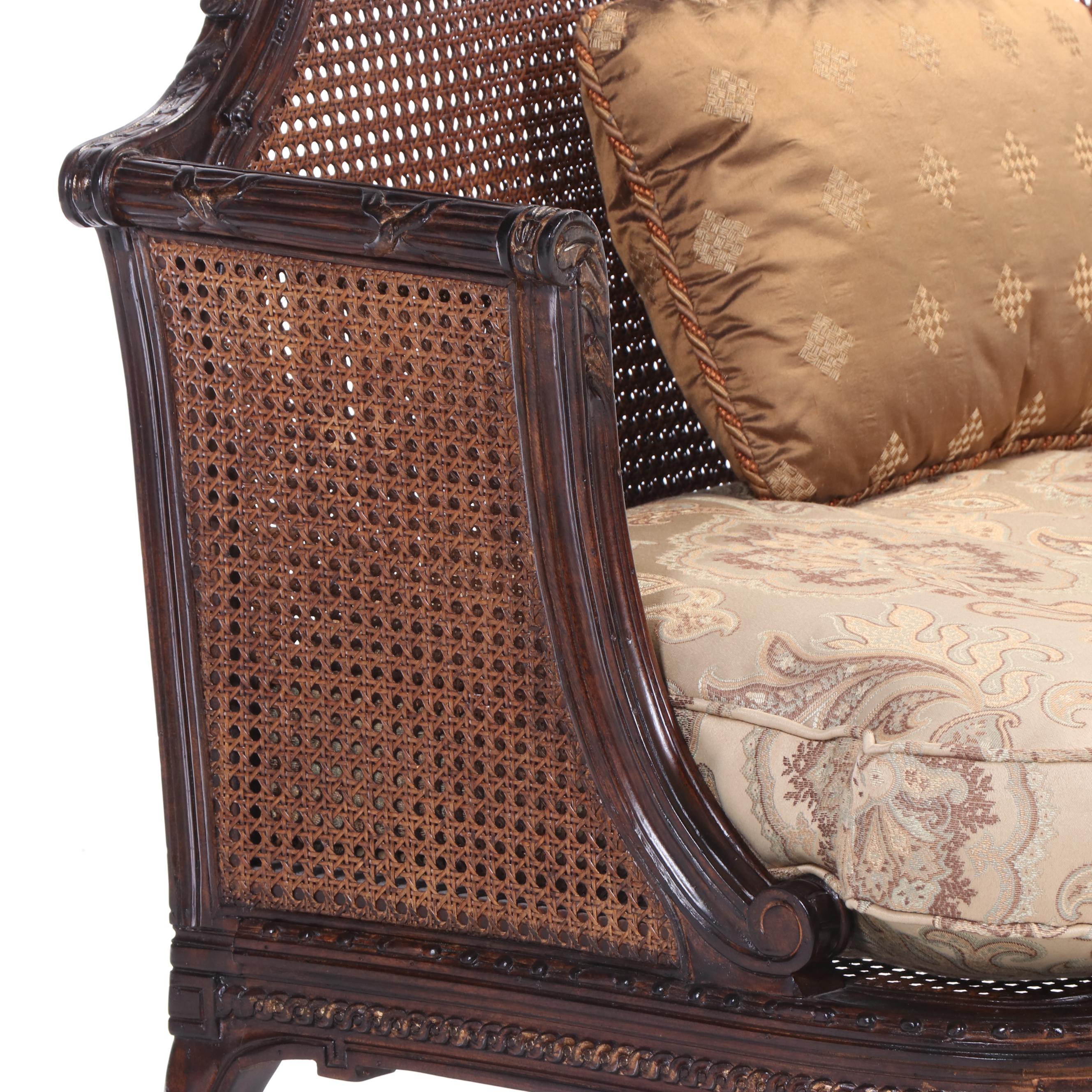 John-Richard Louis XV Style Hardwood, Parcel-Gilt, and Caned Settee