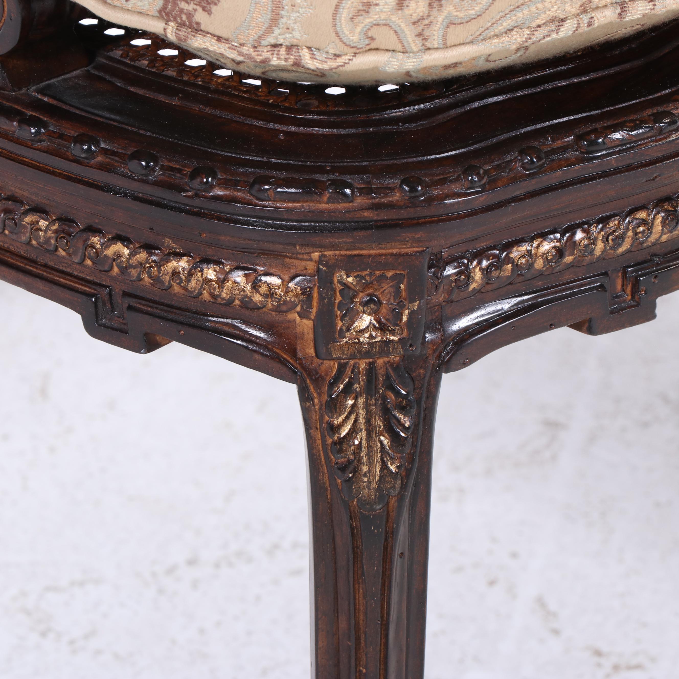 John-Richard Louis XV Style Hardwood, Parcel-Gilt, and Caned Settee