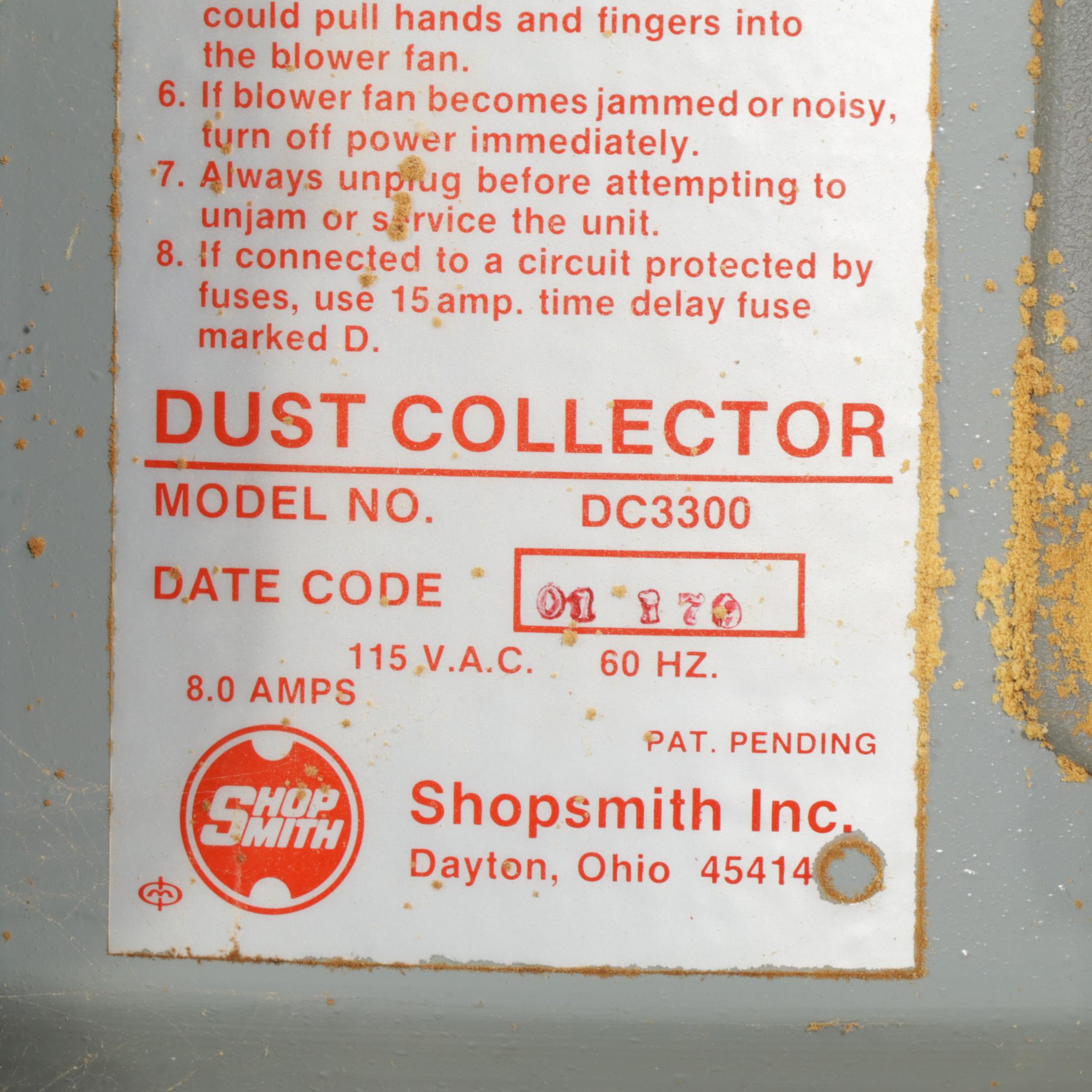 Shopsmith DC3300 Portable Dust Collector