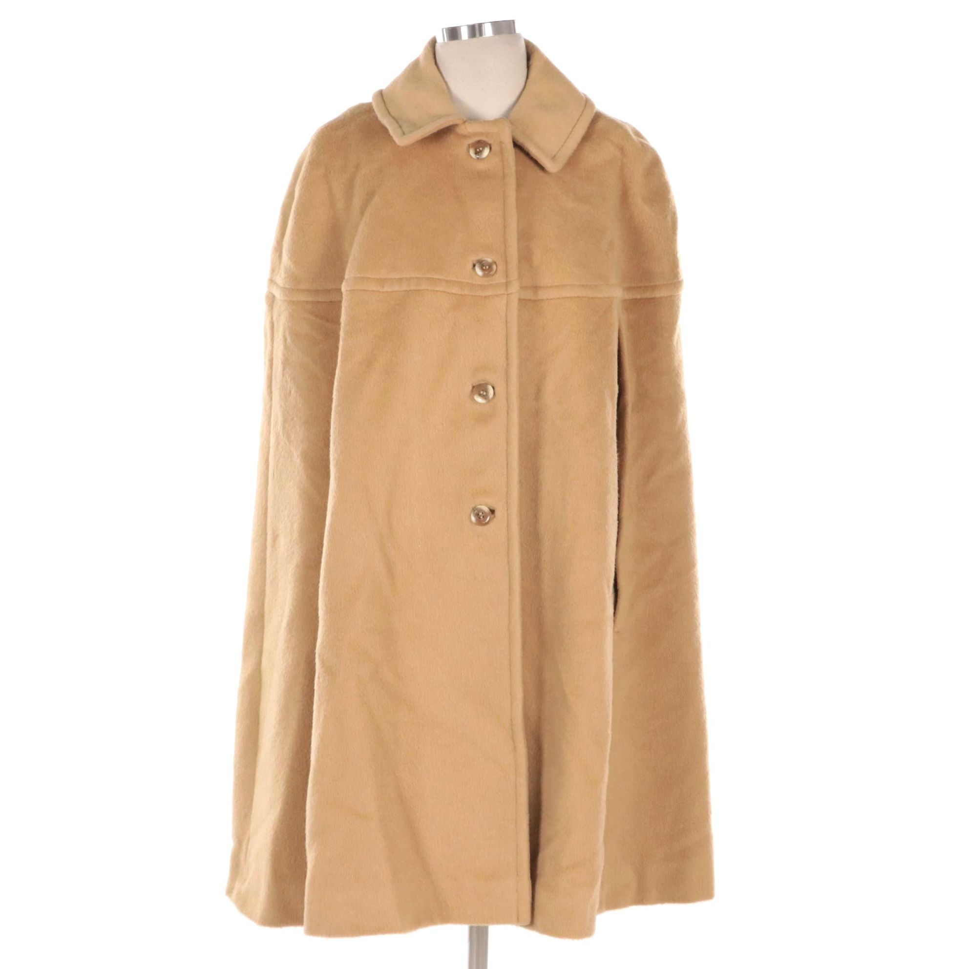 Pendleton Vintage Tan Wool Cape Coat, 1970s