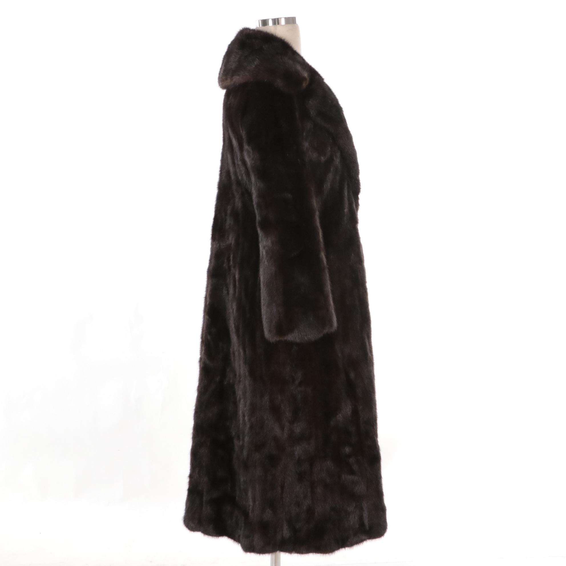 Vintage Dark Brown Mink Fur Long Coat from James Furlan
