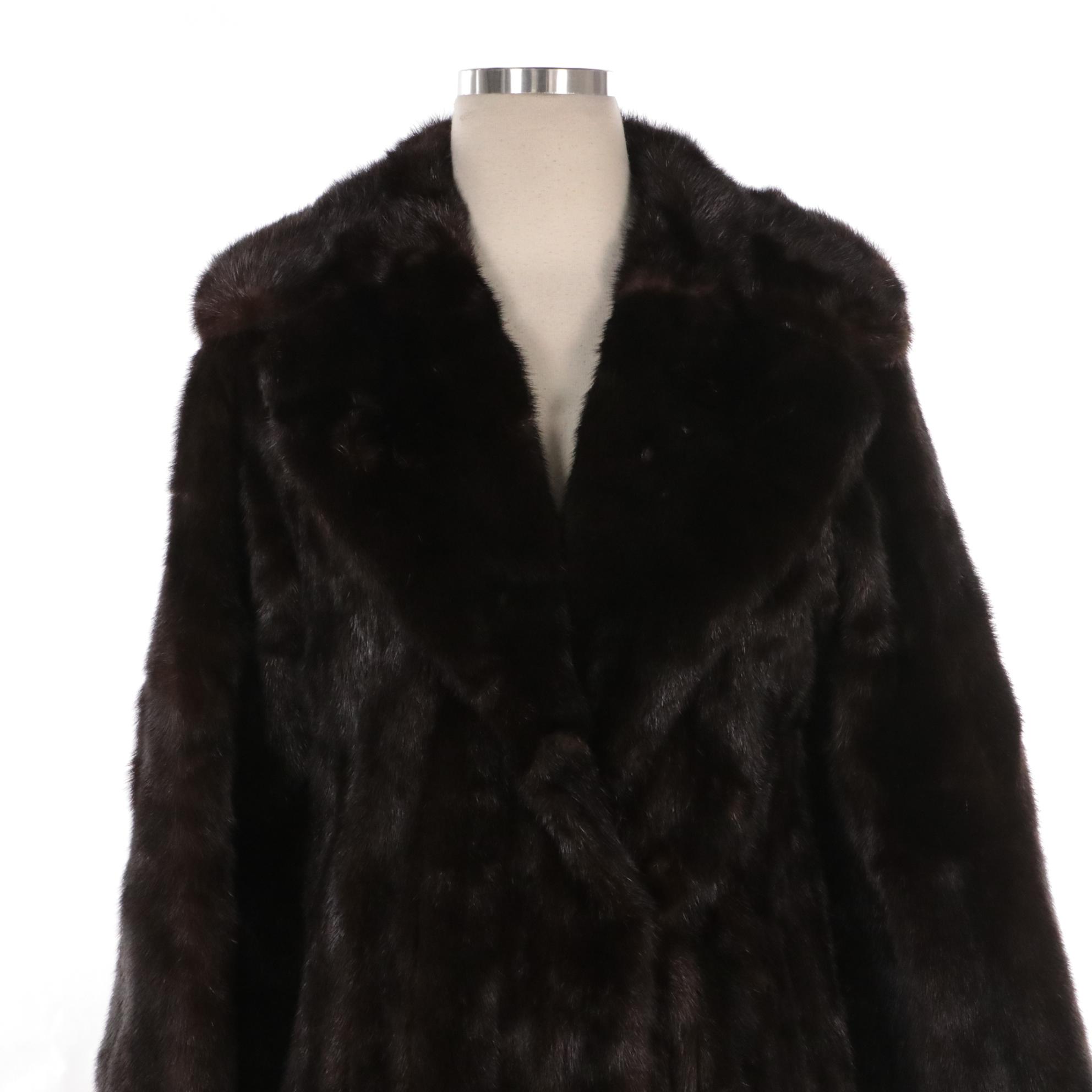 Vintage Dark Brown Mink Fur Long Coat from James Furlan