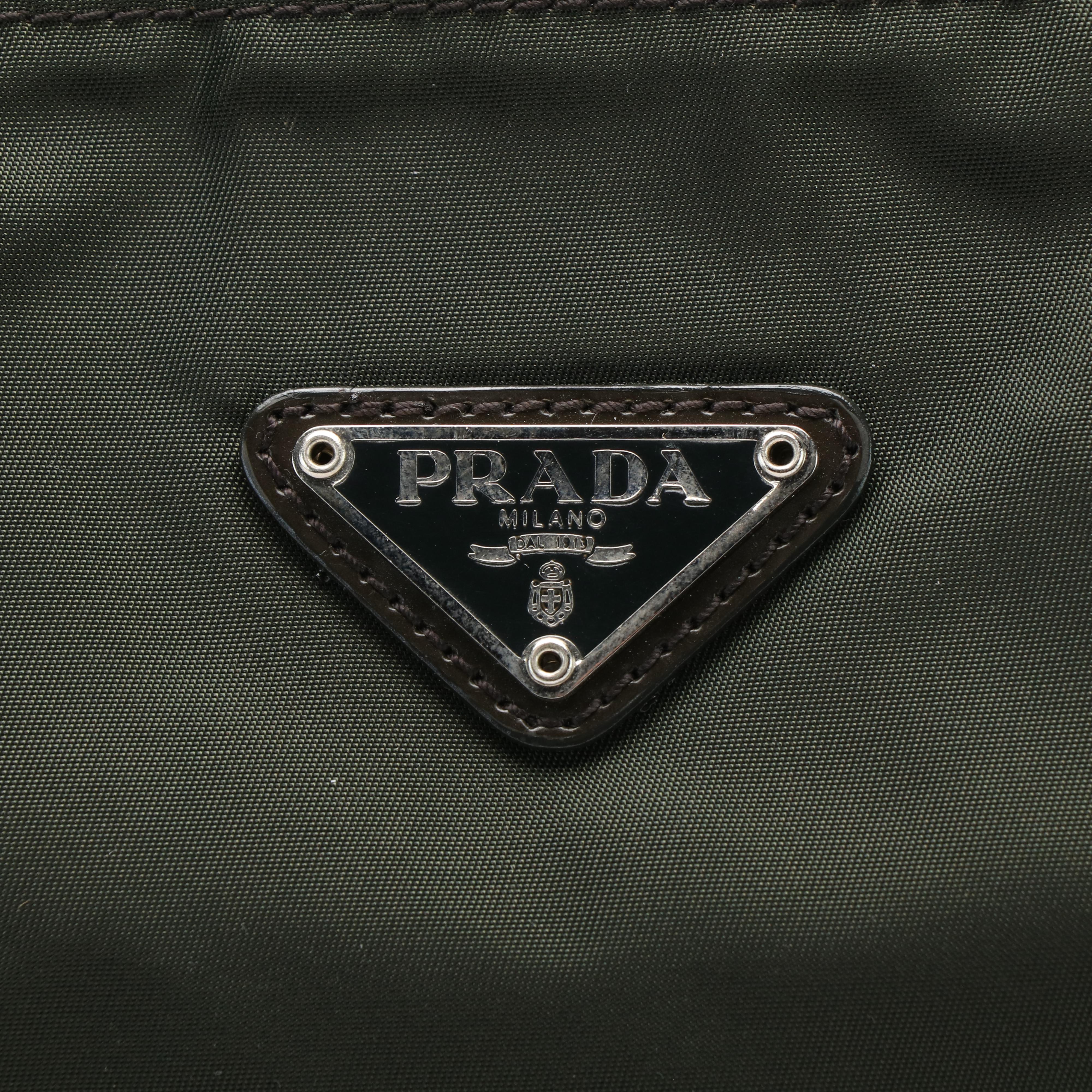 Prada Tessuto Loden Green Zippered Pouch Clutch Bag