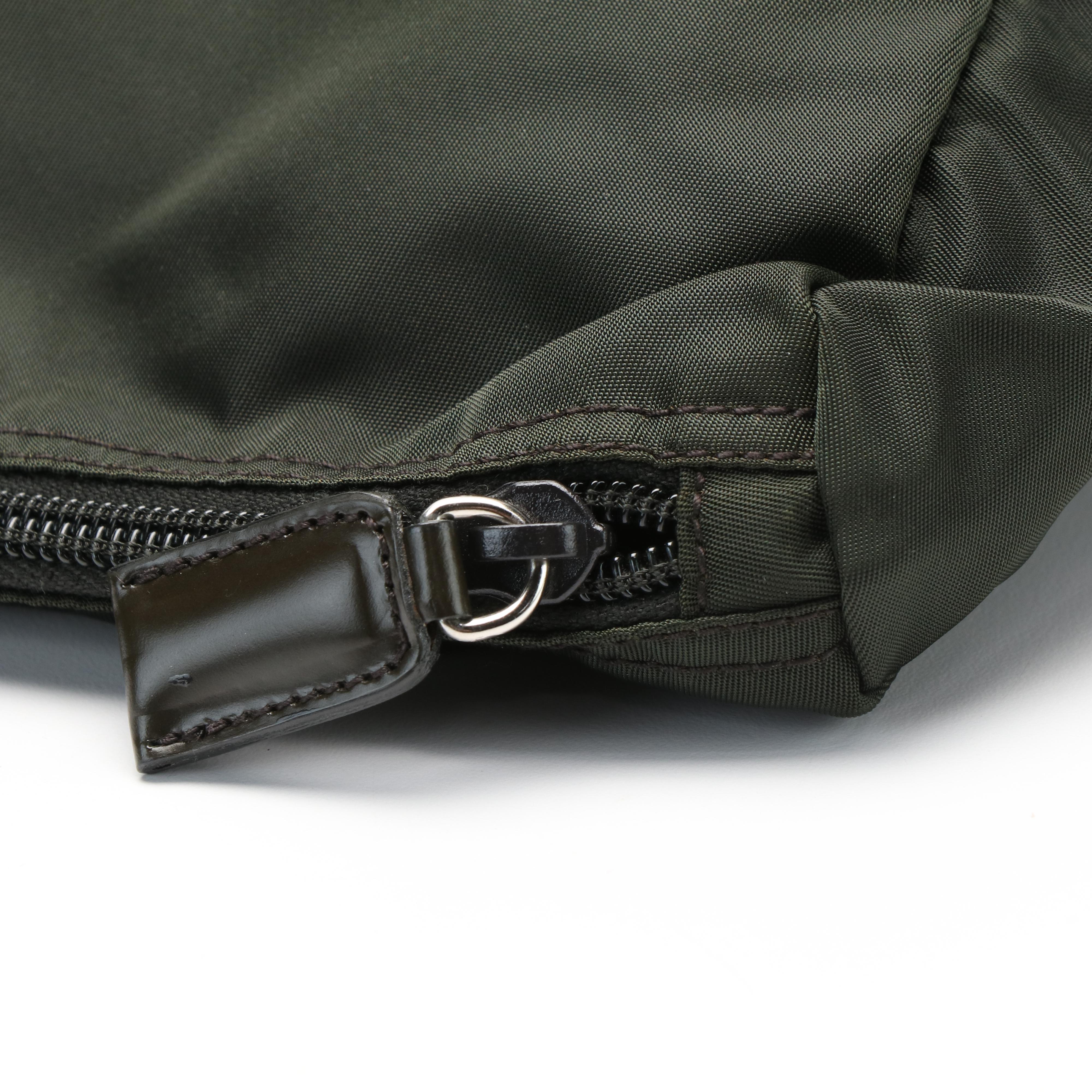 Prada Tessuto Loden Green Zippered Pouch Clutch Bag