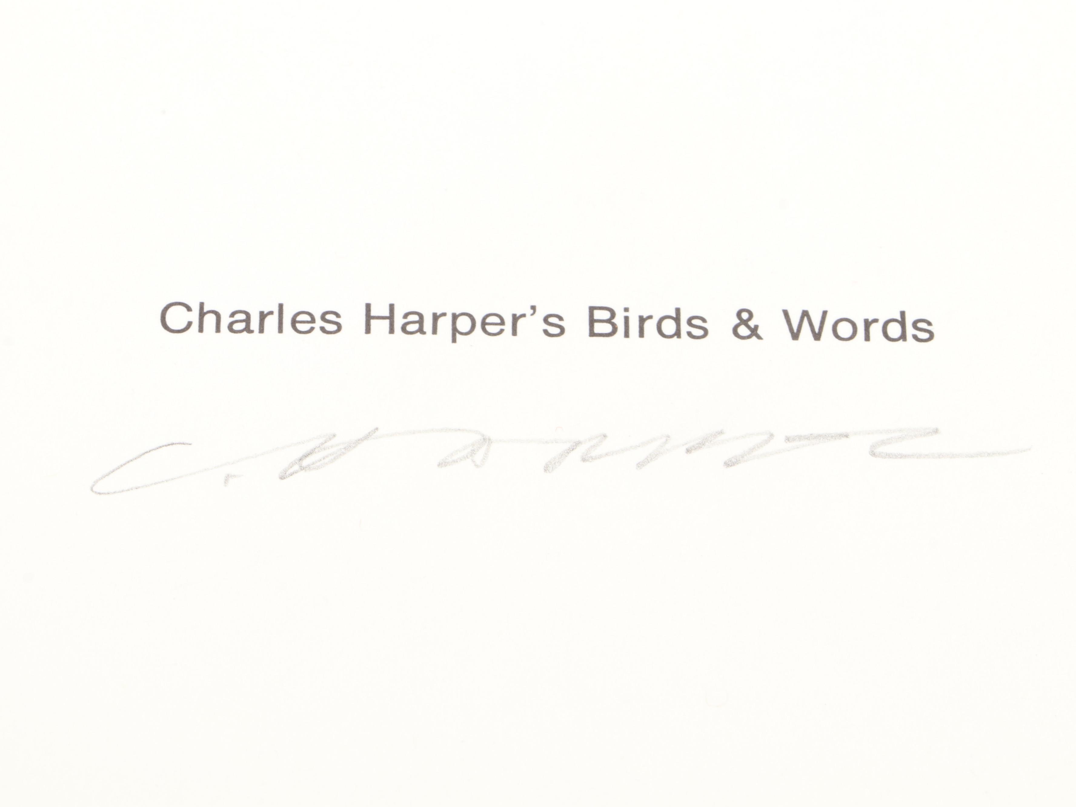 Signed "Charles Harper's Birds & Words" by Charley Harper, 1974