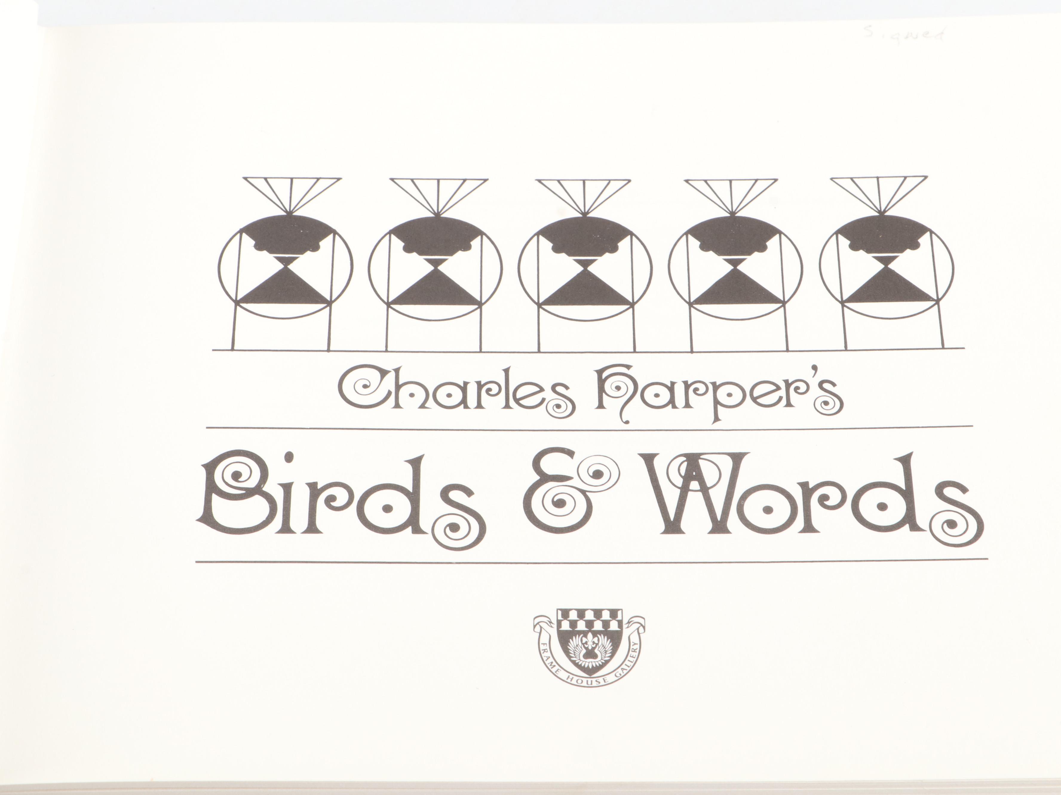 Signed "Charles Harper's Birds & Words" by Charley Harper, 1974