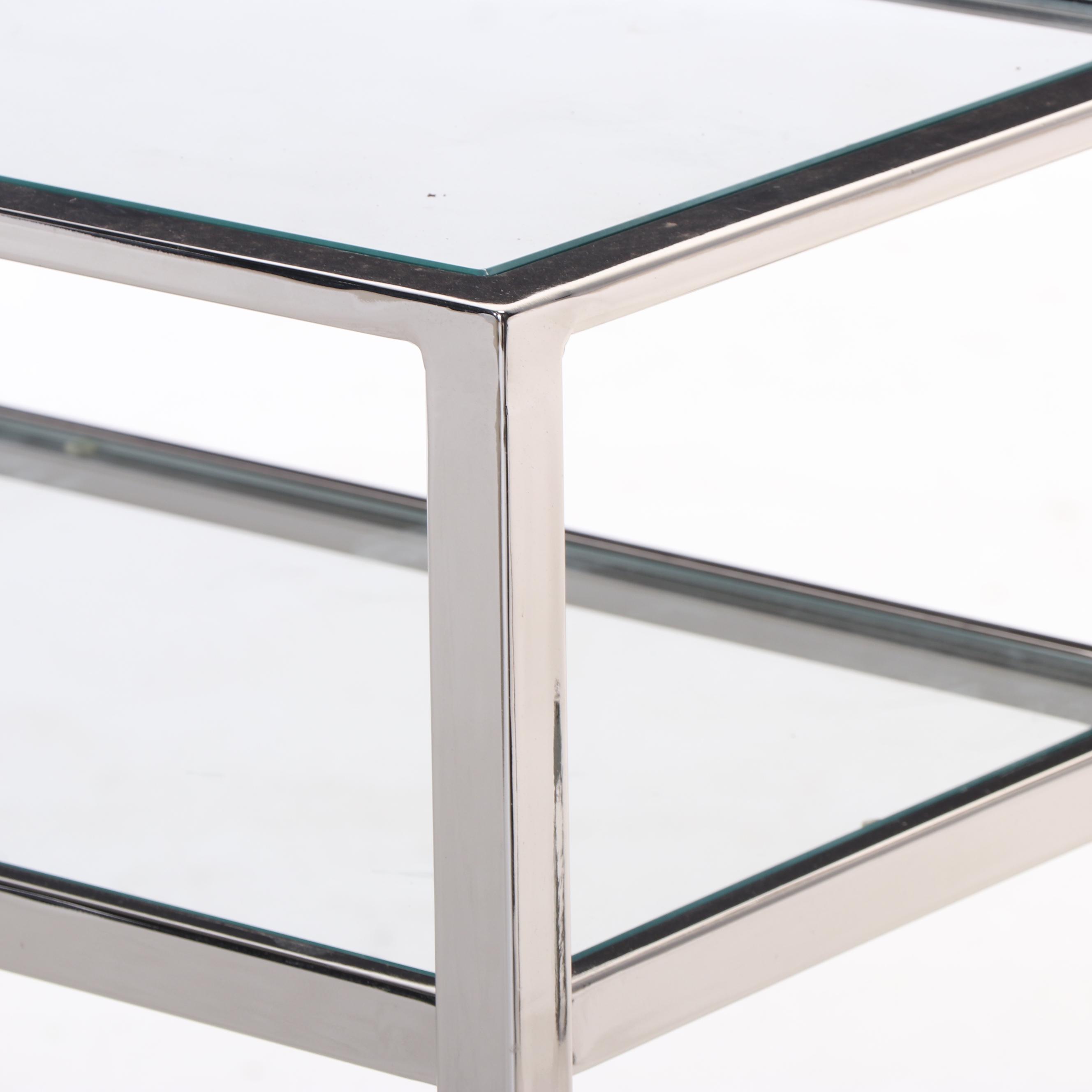 Pottery Barn "Tanner" Chrome and Glass Three-Tier Console Table