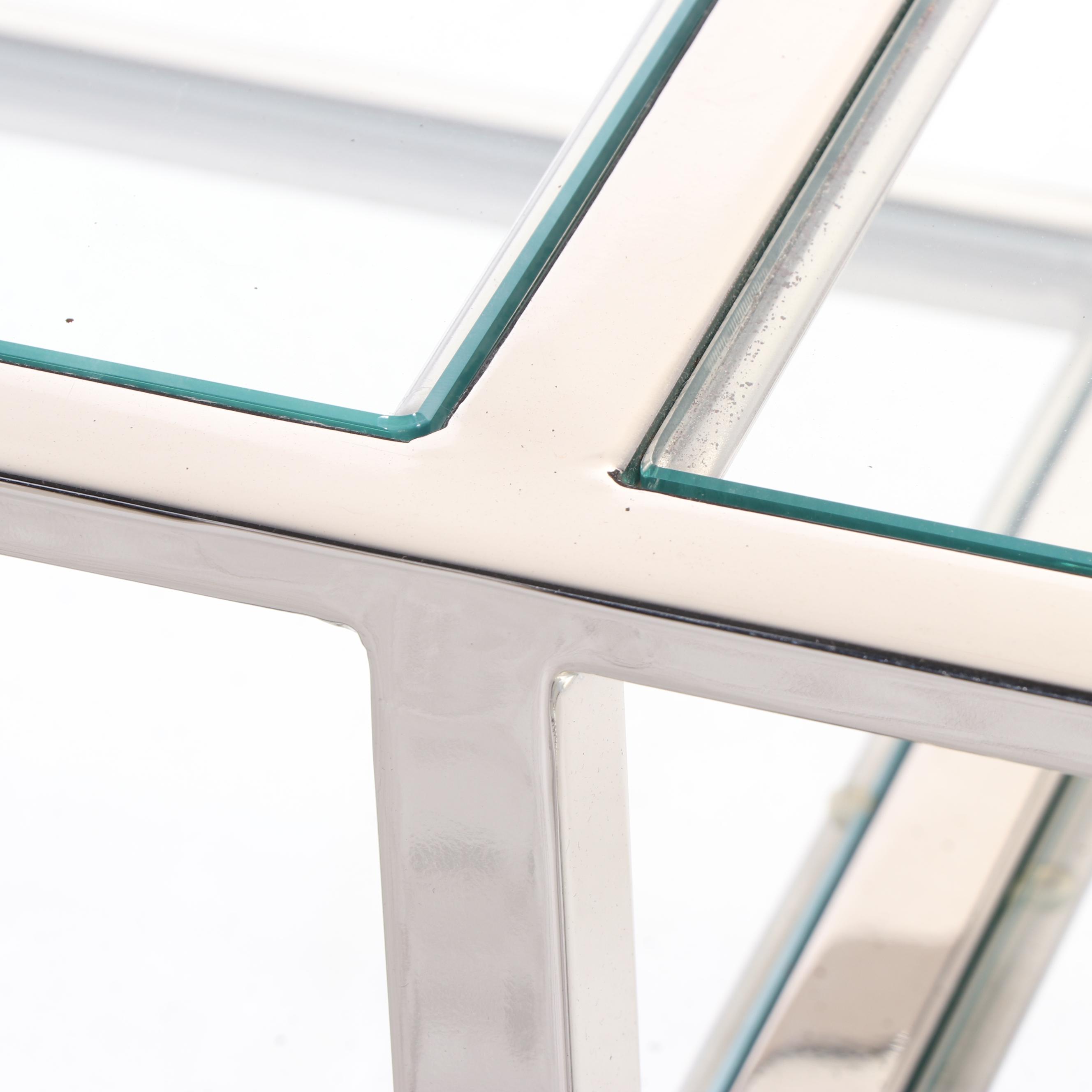 Pottery Barn "Tanner" Chrome and Glass Three-Tier Console Table