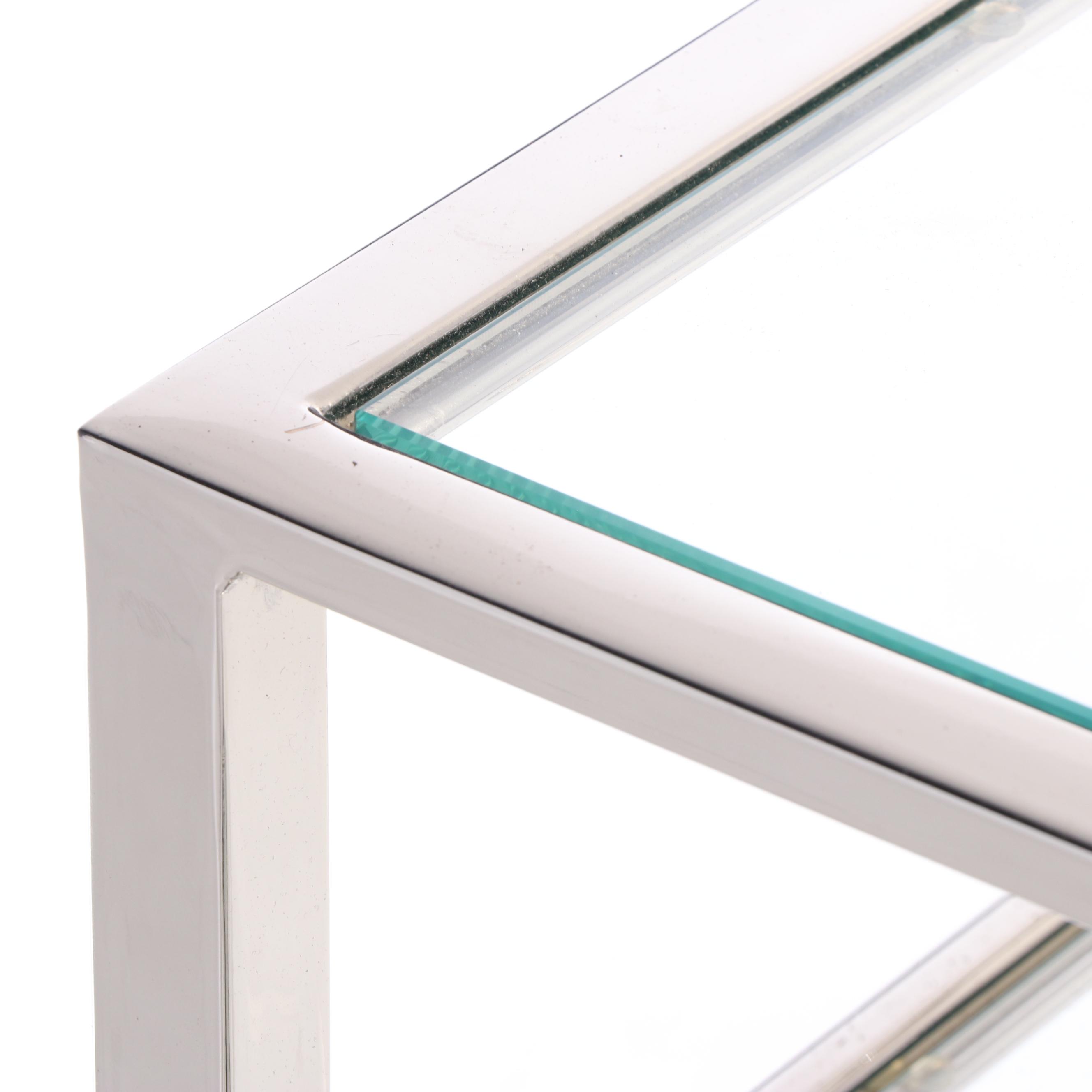 Pottery Barn "Tanner" Chrome and Glass Three-Tier Console Table