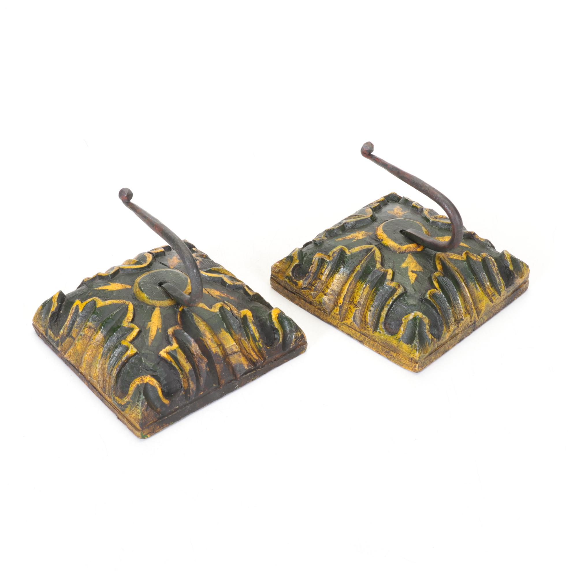 Rustic Wall Coat Hangers with Cast Iron Hooks