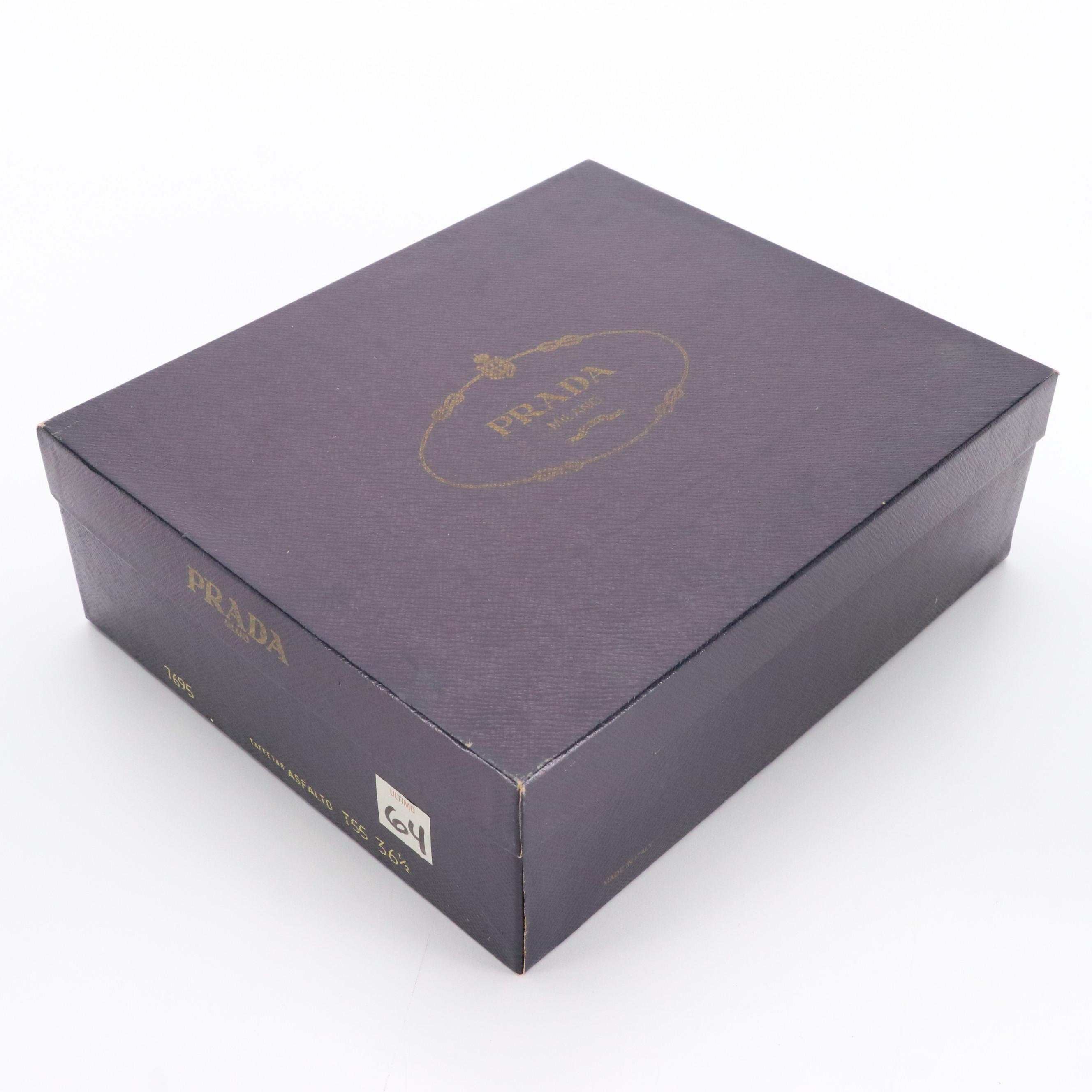 Prada Shimmery Olive Green Patent Leather Block-Heel Ankle Boots in Box