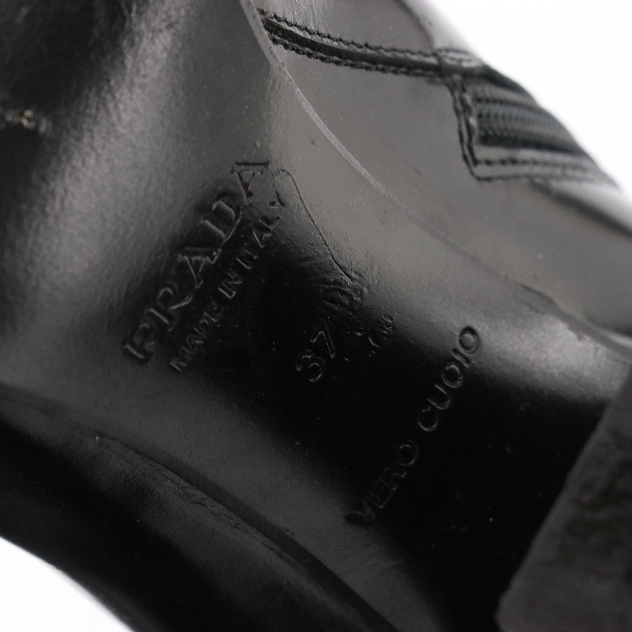 Prada Pointed-Toe Ankle Boots in Black Patent Leather with Box