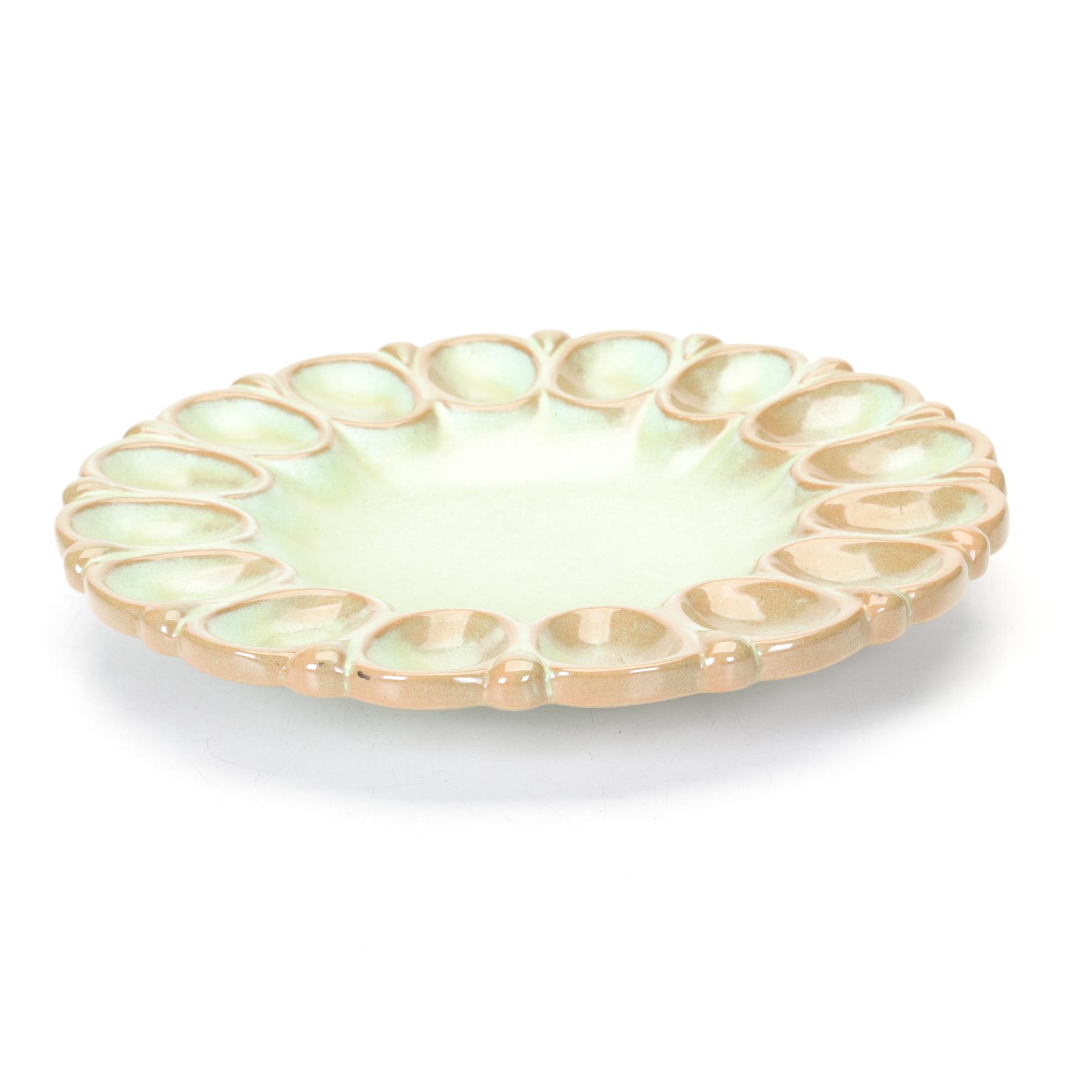 Frankoma Prairie Green Terracotta Egg Plate