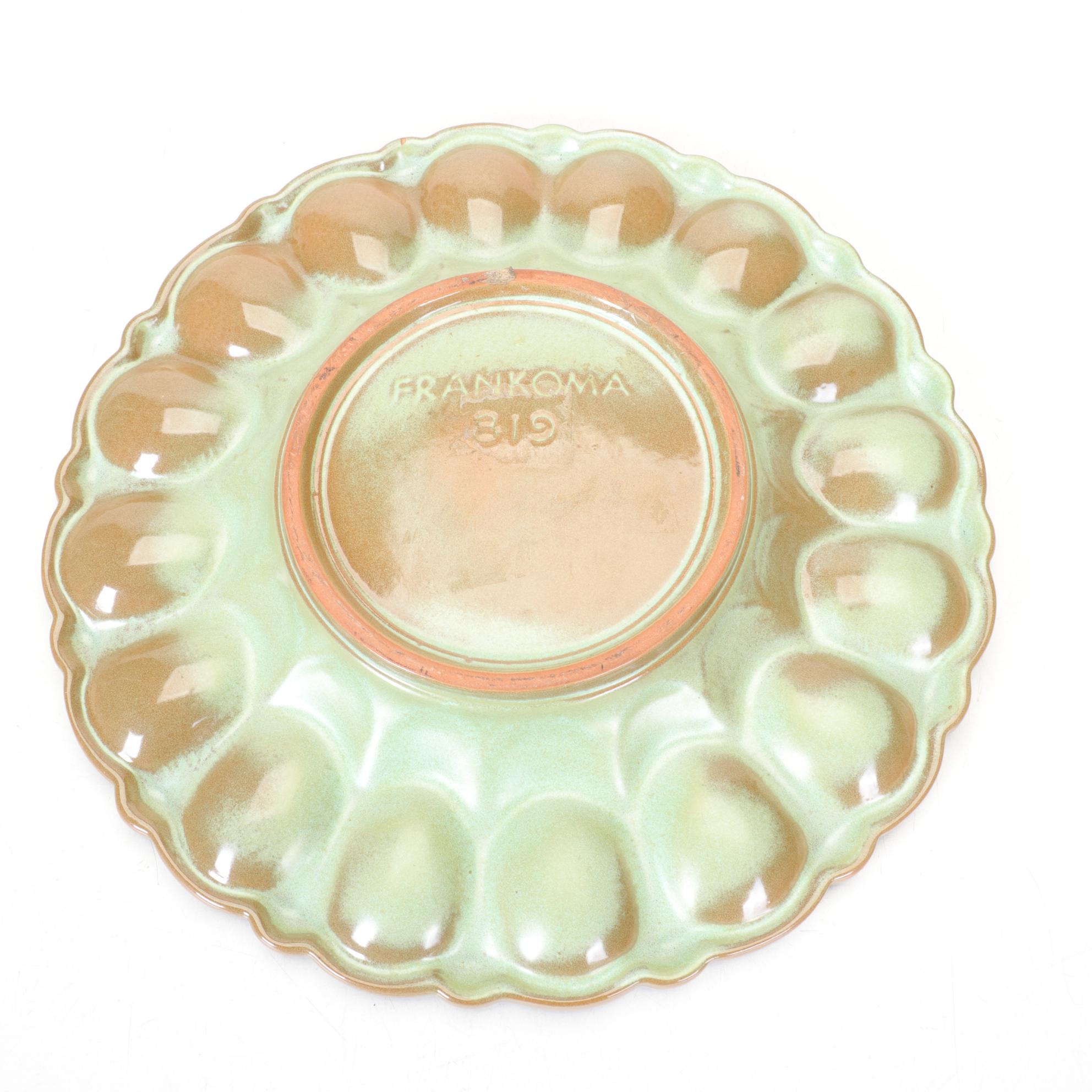 Frankoma Prairie Green Terracotta Egg Plate
