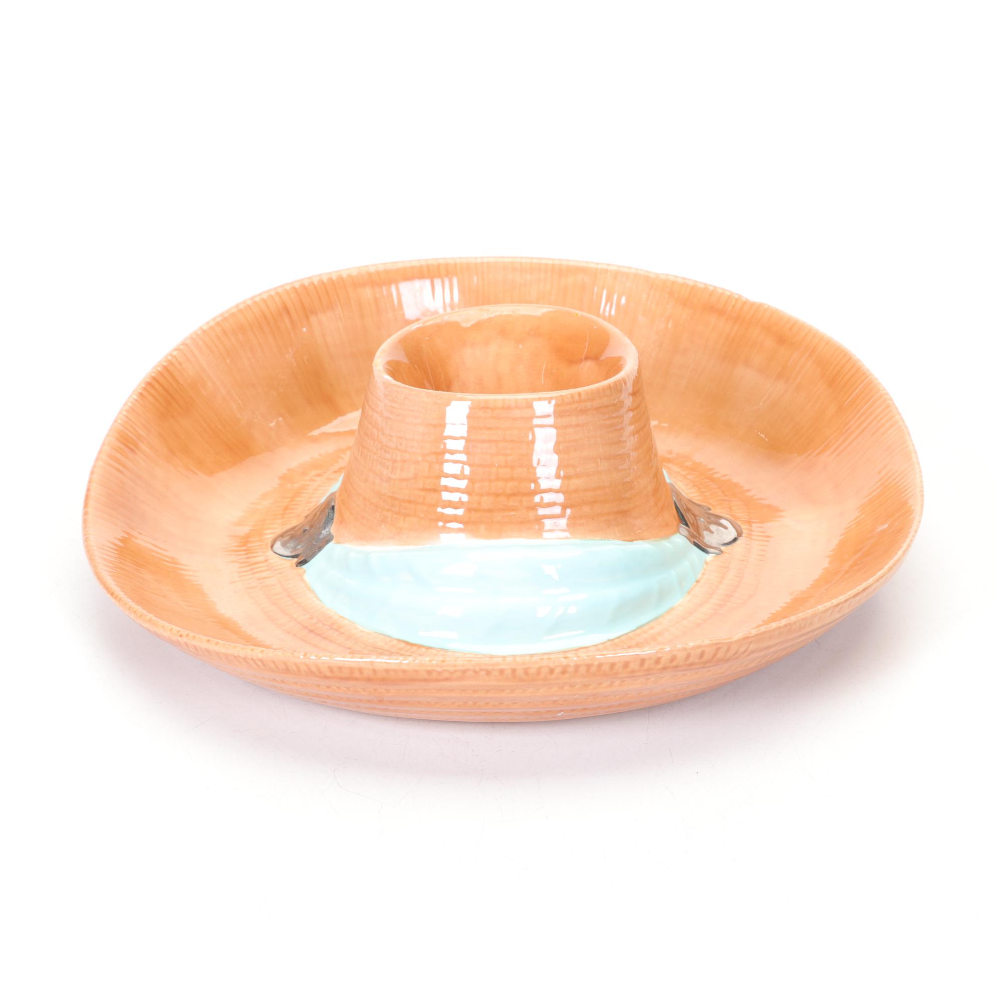 Handmade Ceramic Chip and Dip Hat Tray