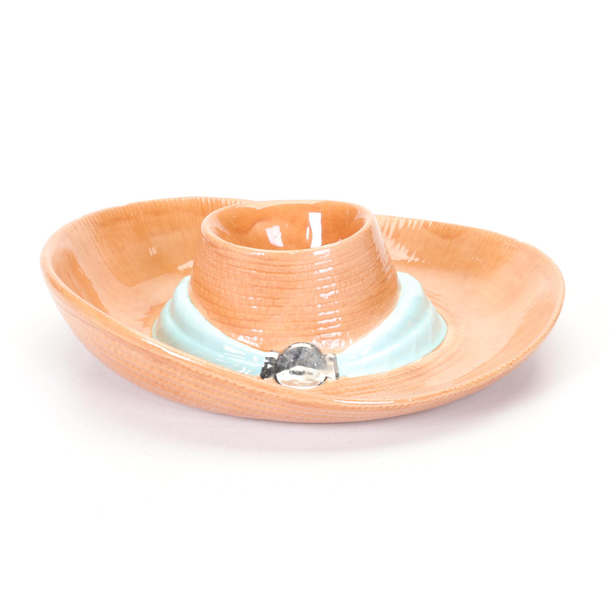 Handmade Ceramic Chip and Dip Hat Tray