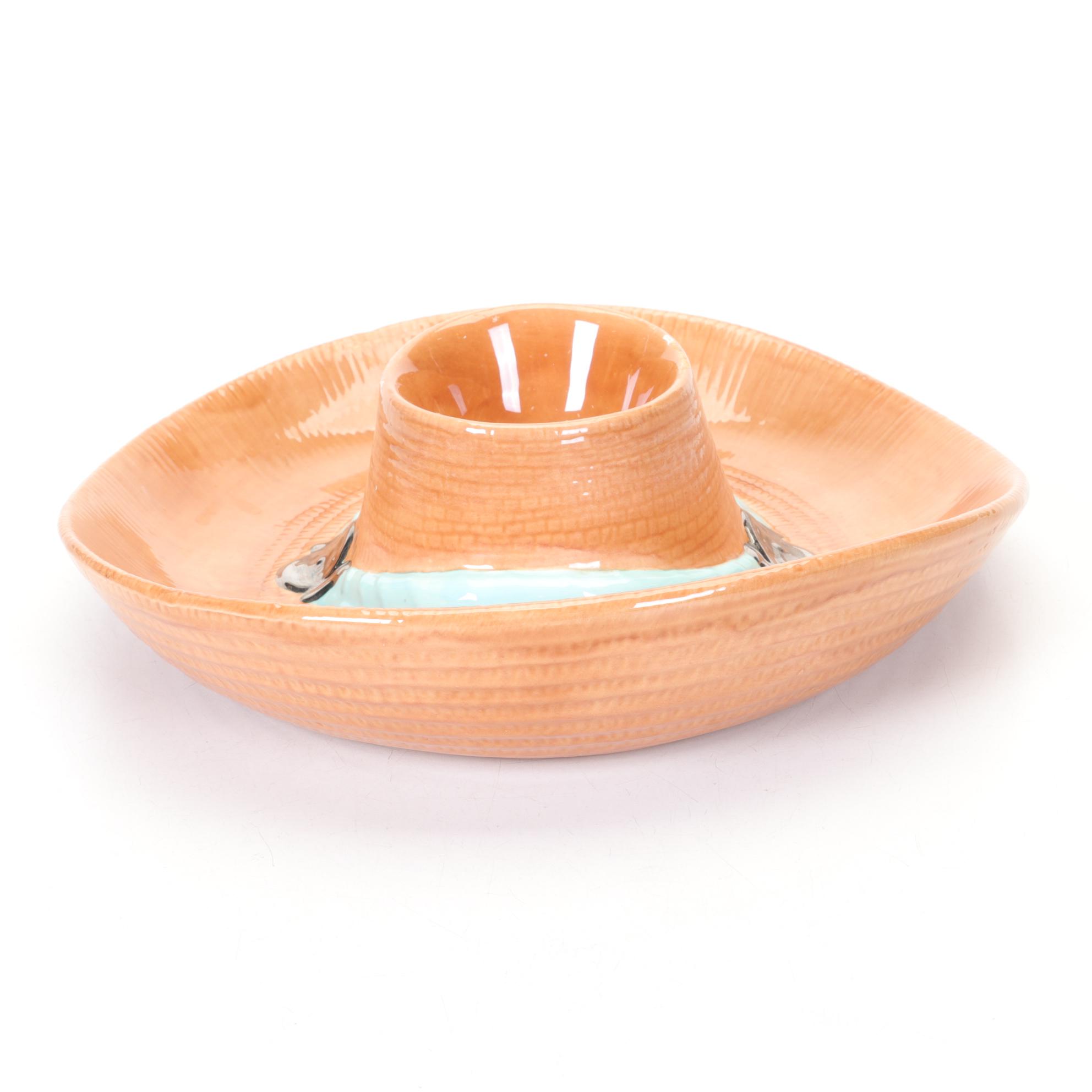 Handmade Ceramic Chip and Dip Hat Tray