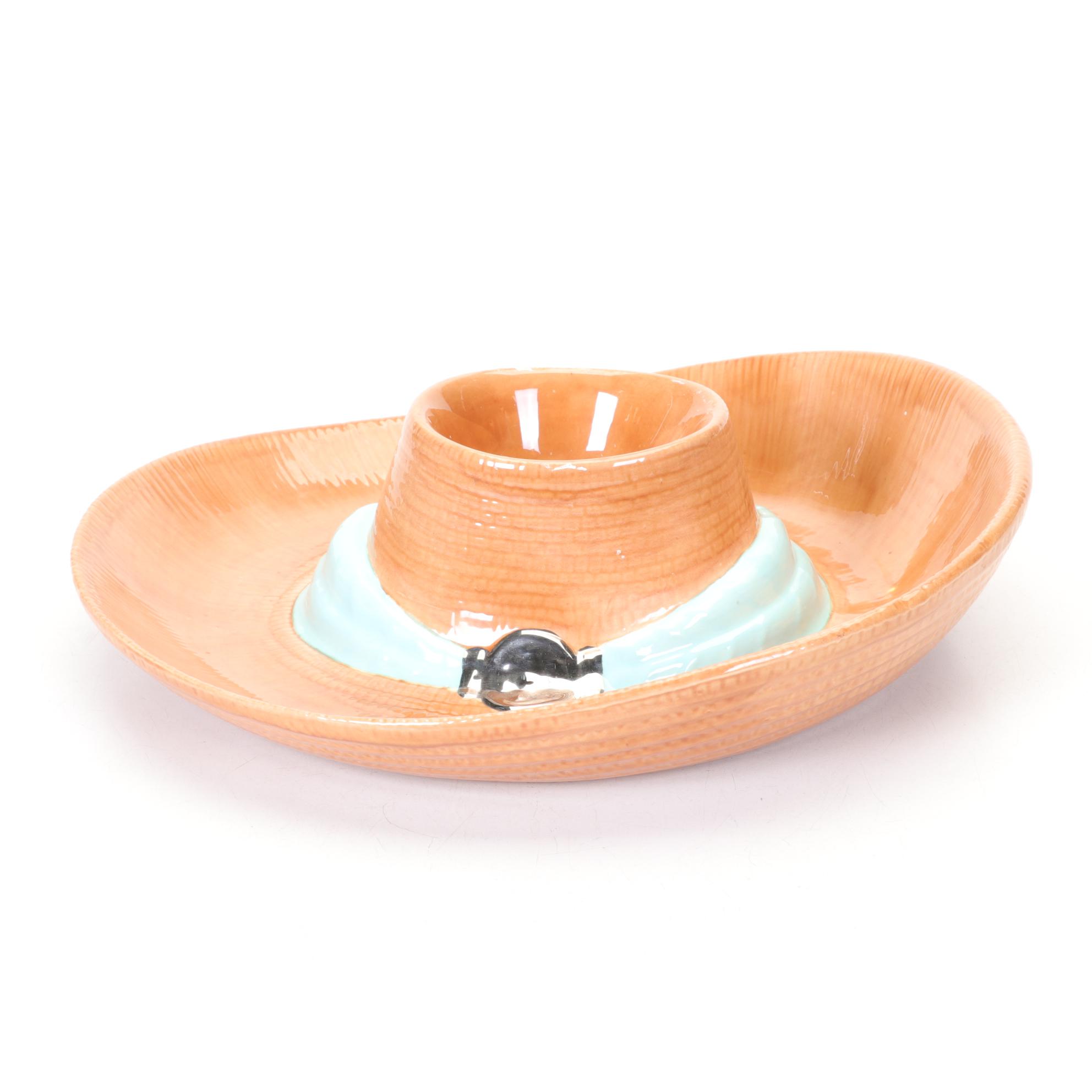 Handmade Ceramic Chip and Dip Hat Tray