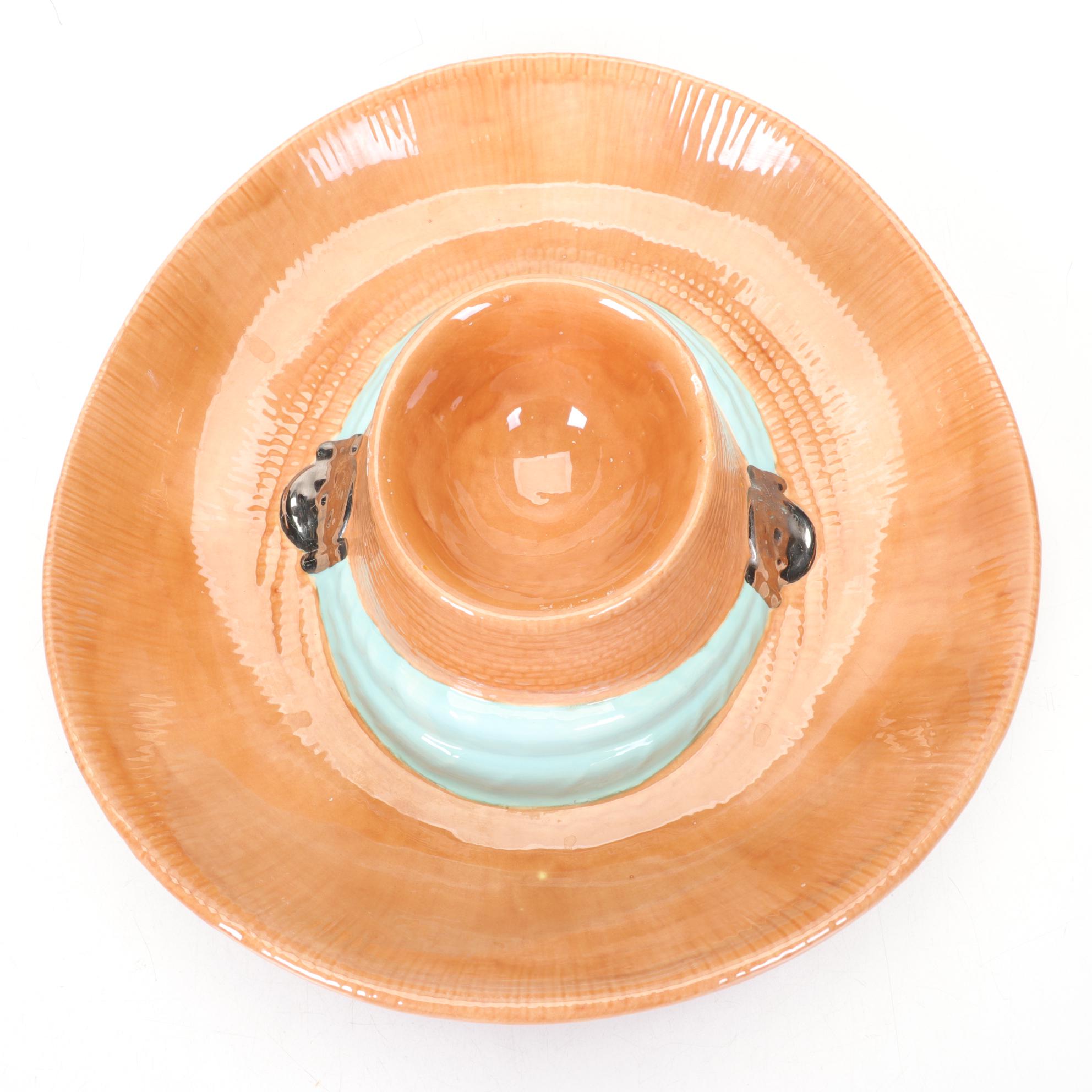 Handmade Ceramic Chip and Dip Hat Tray