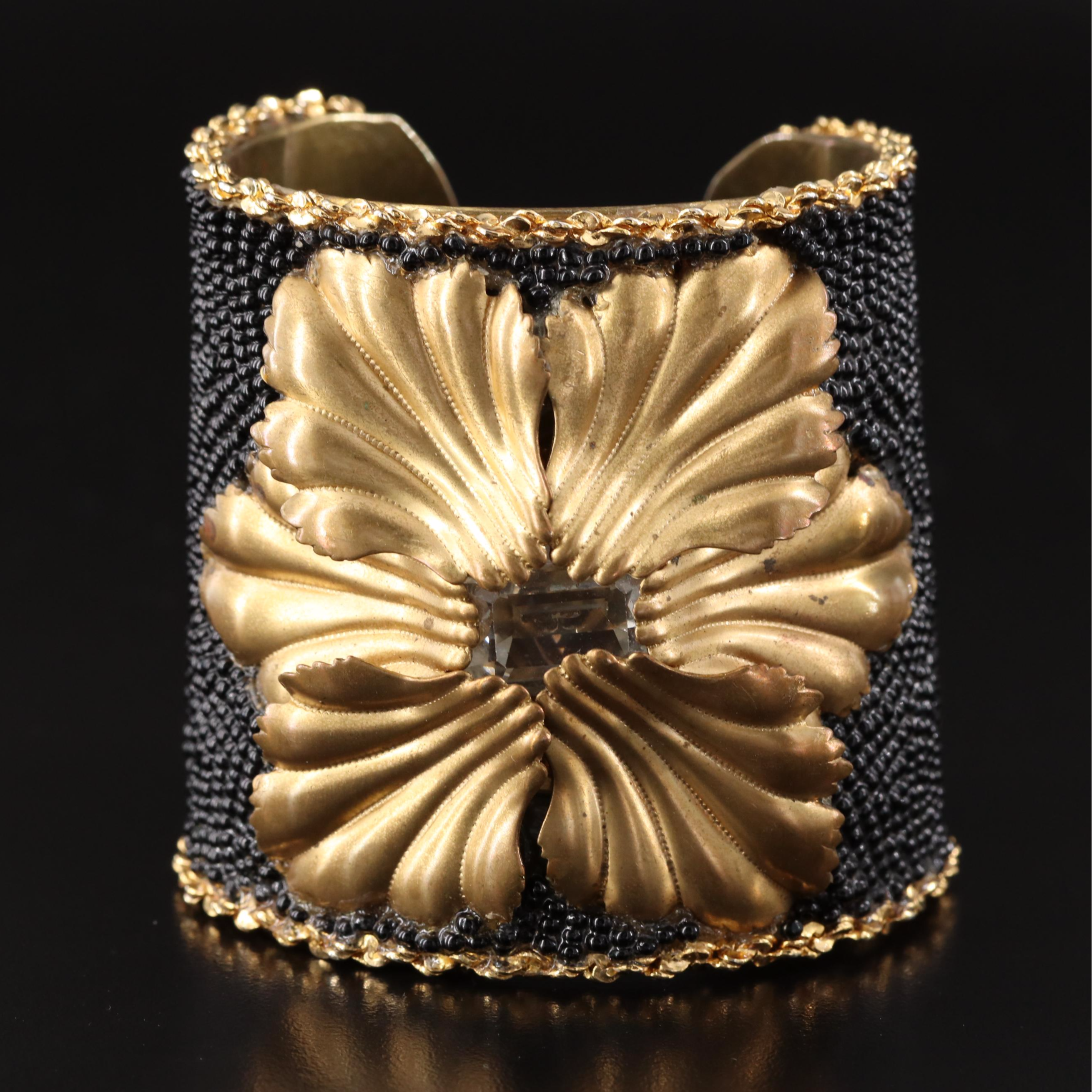 Wide Cuff with Palmettes and Beading Everything But The House