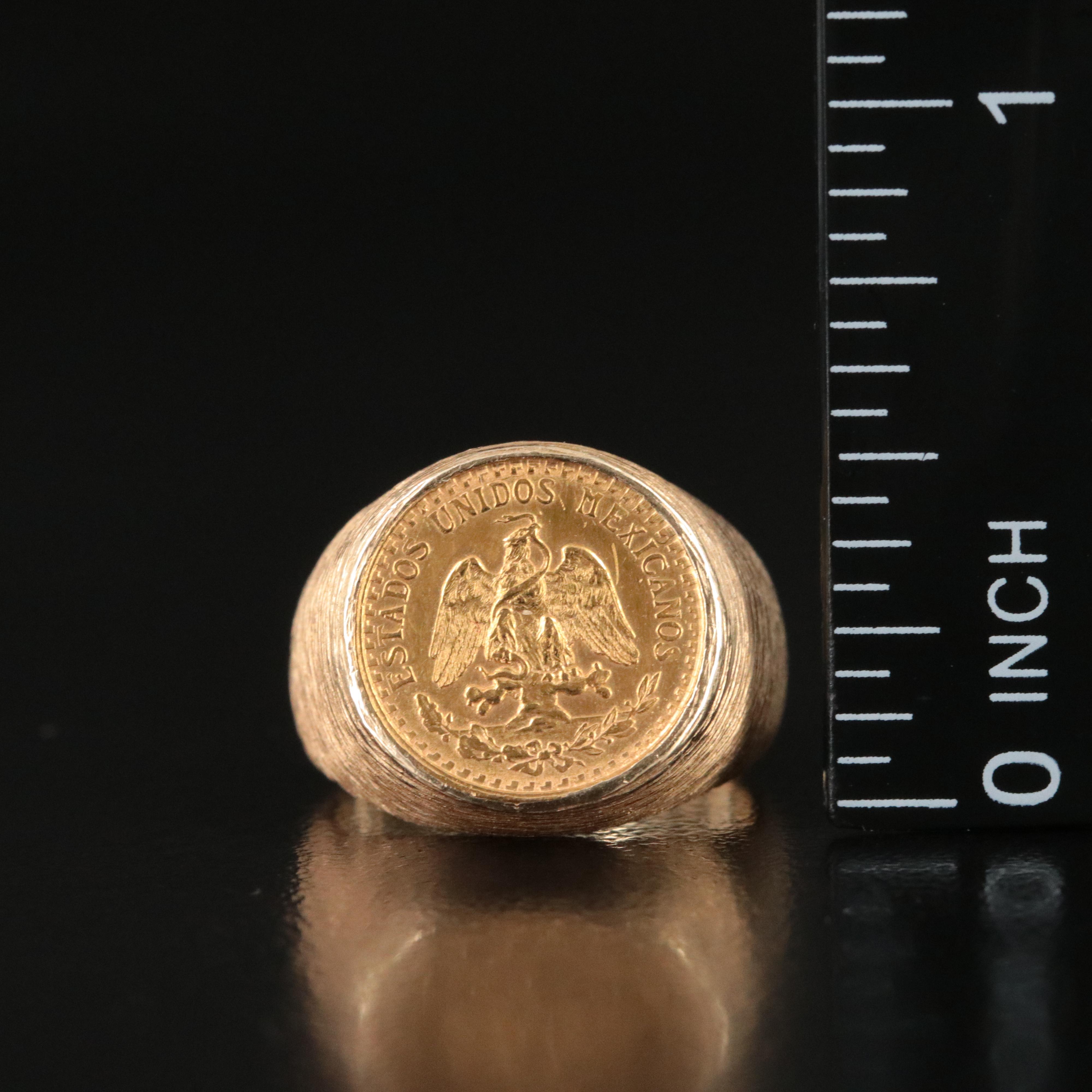 14K Ring with 1945 Mexican Dos Pesos Gold Coin Everything But The House