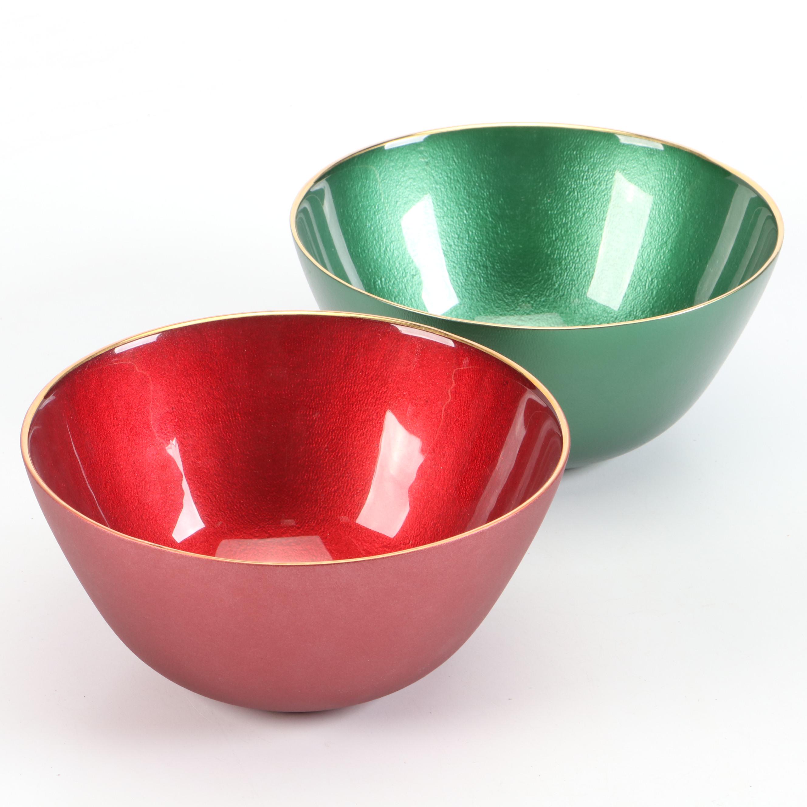 Vietri Glass Bowls in Metallic Ruby and Emerald Finishes