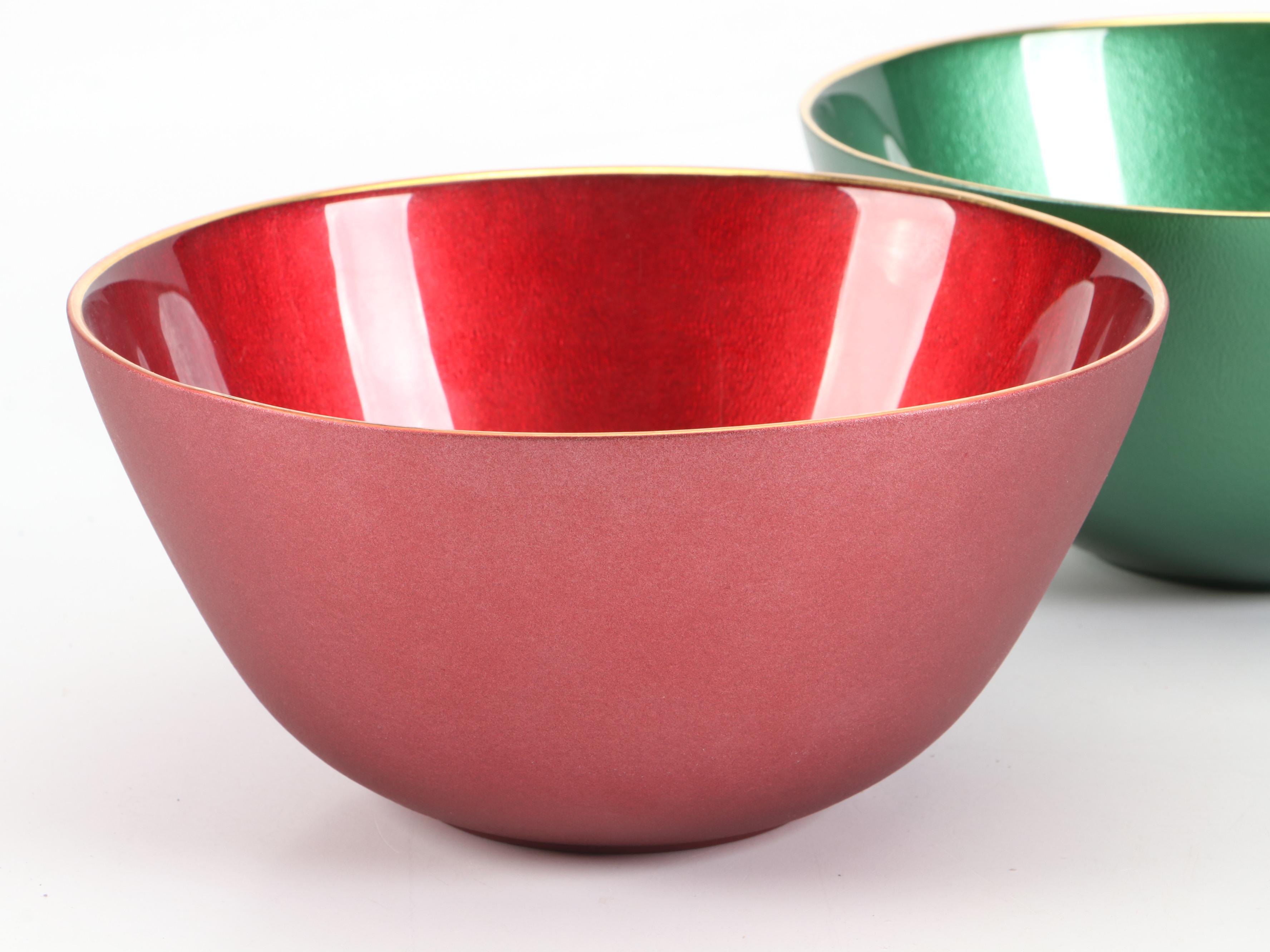 Vietri Glass Bowls in Metallic Ruby and Emerald Finishes
