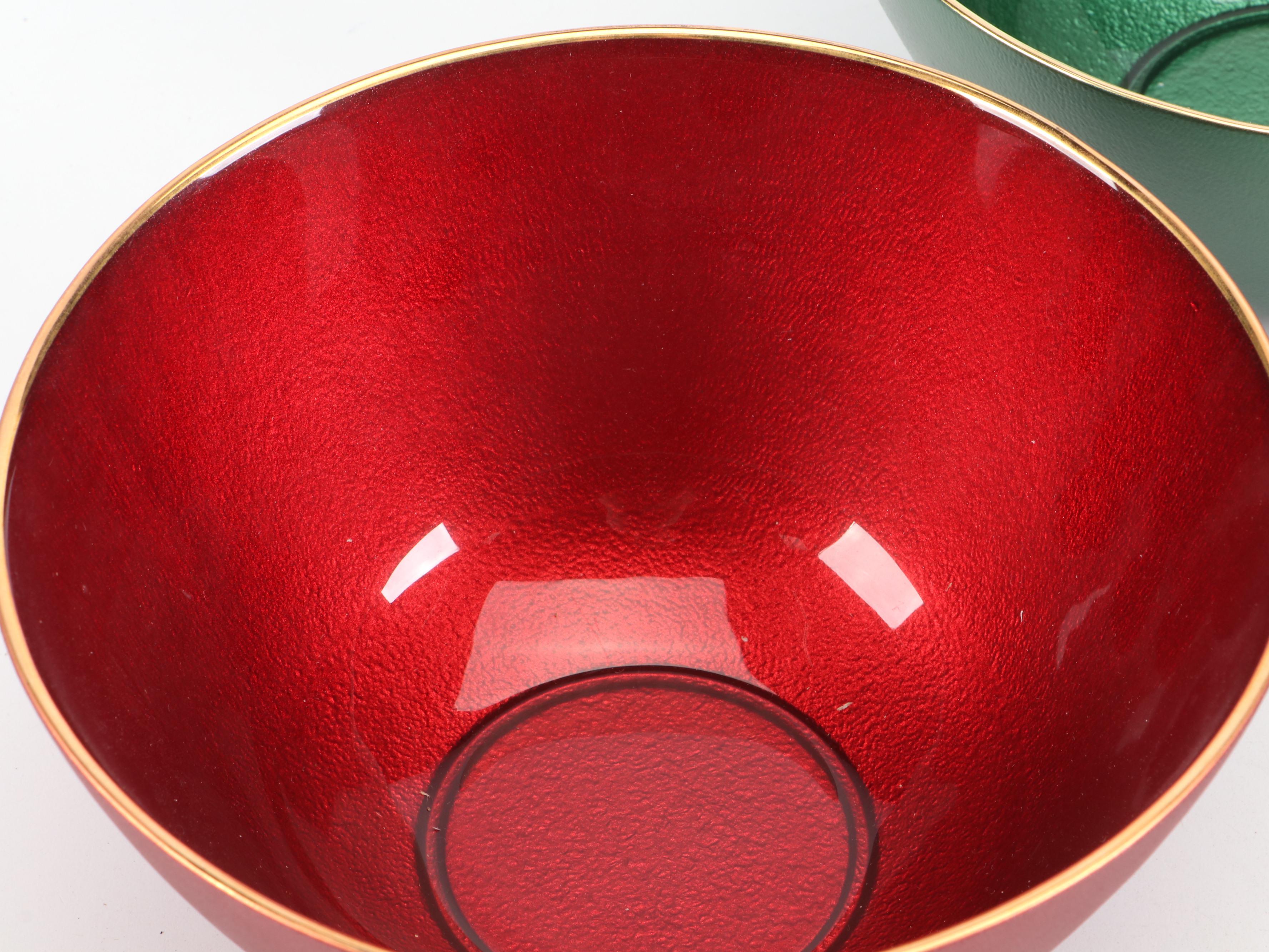 Vietri Glass Bowls in Metallic Ruby and Emerald Finishes