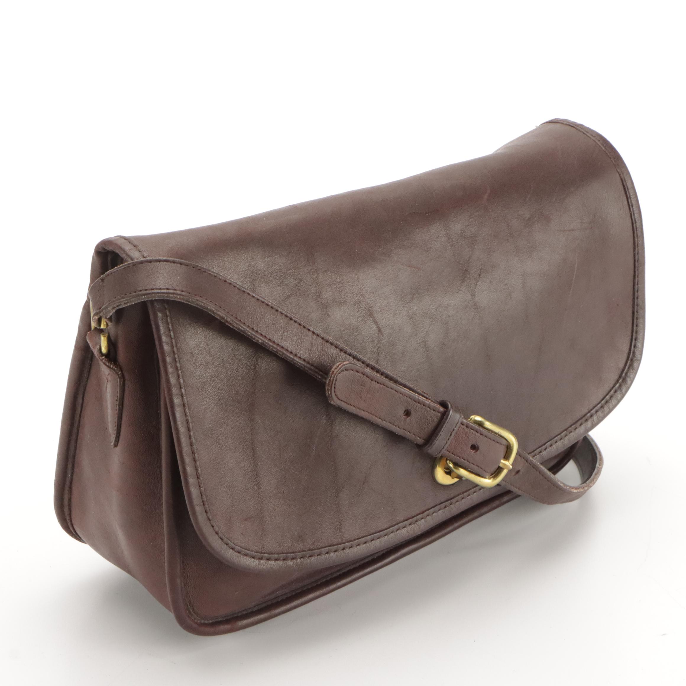 Vintage Coach Leatherware City Flap Bag in Brown Smooth Leather