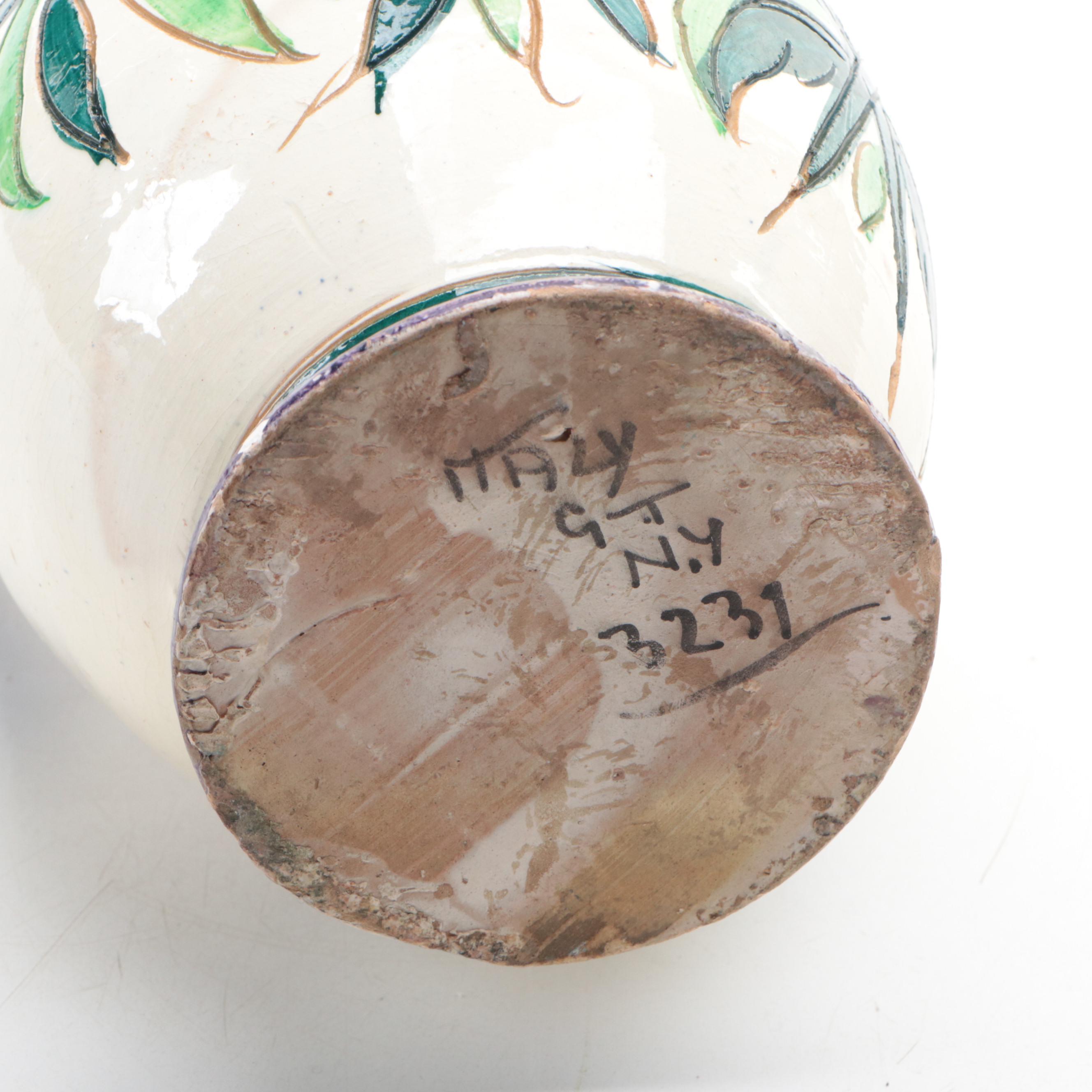 Stangl Star Flower Bowl, Bybee Pottery Pan with Italian Hand-Painted Pitcher