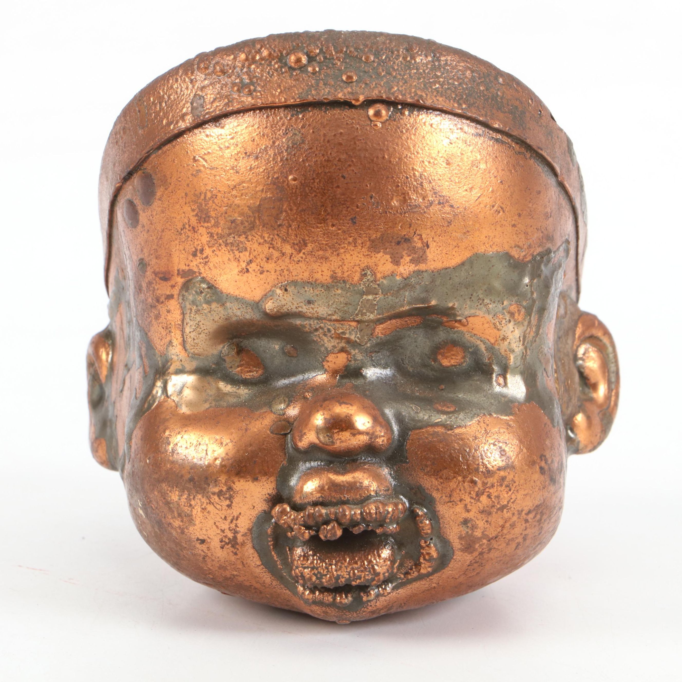 Copper-Plated Baby Doll Head Mold, Mid–Late 20th Century