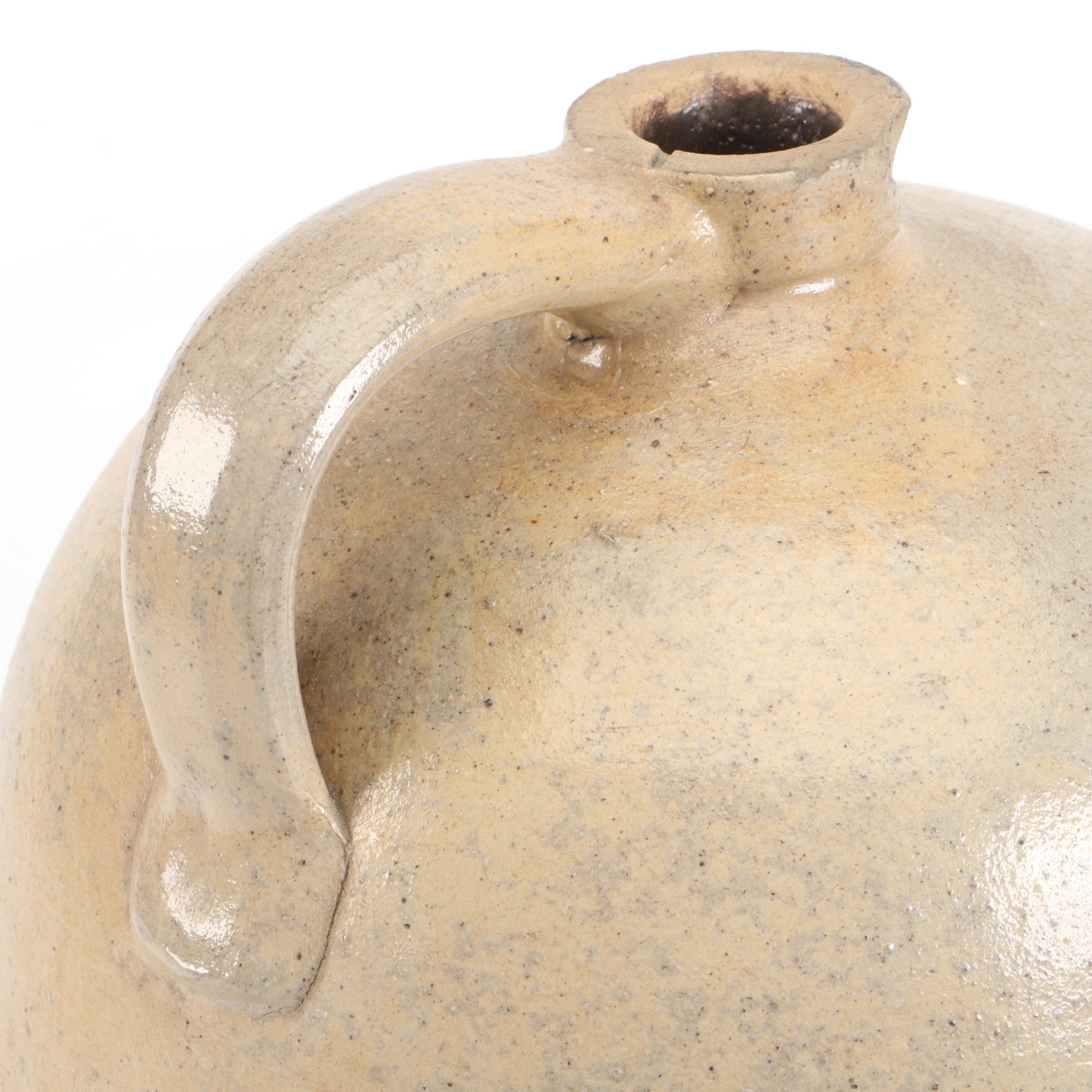 American Salt Glazed Stoneware Three Gallon Jug with Freehand Cobalt