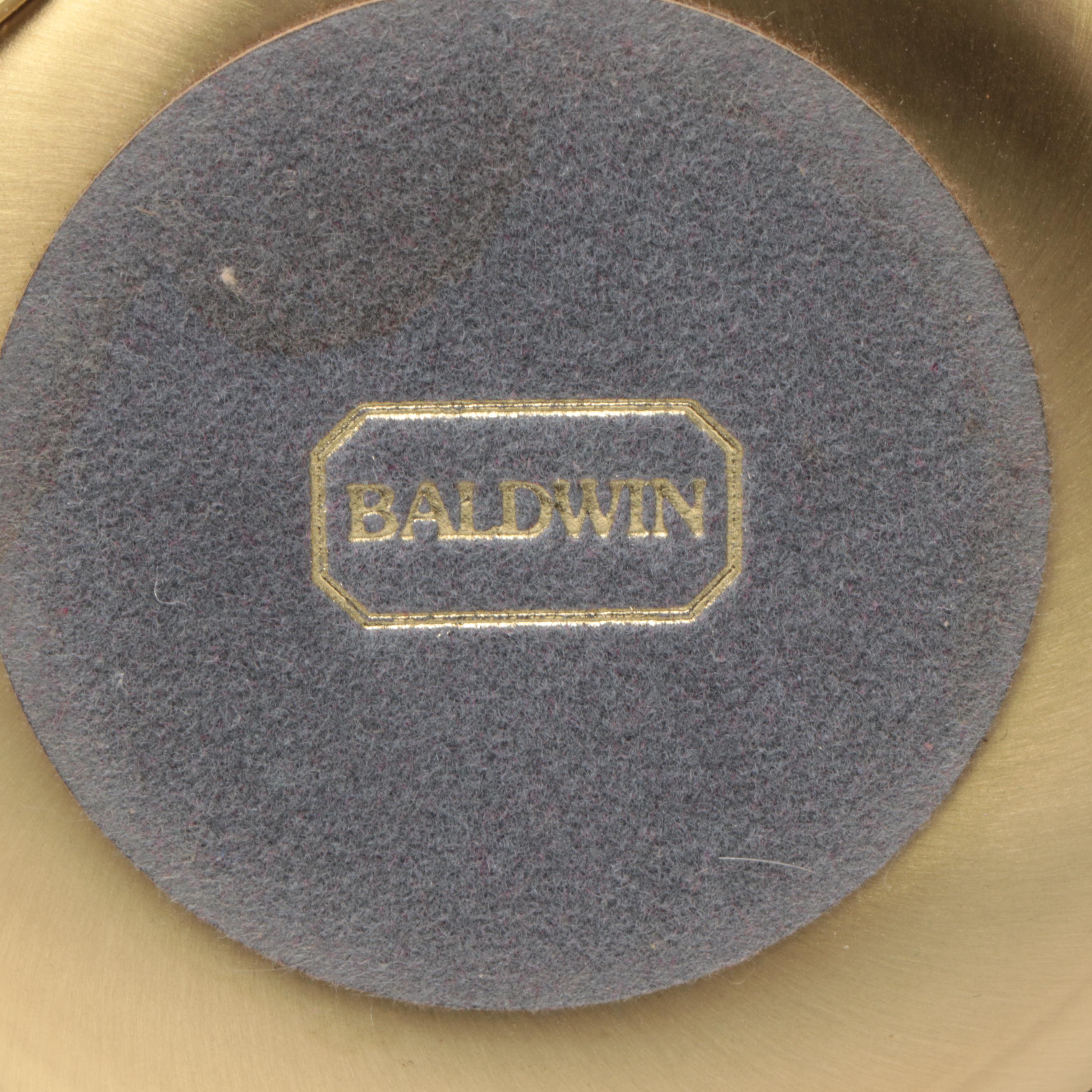 Italian Brass Bouillotte Table Lamp with Glass Shade and Baldwin Chamberstick