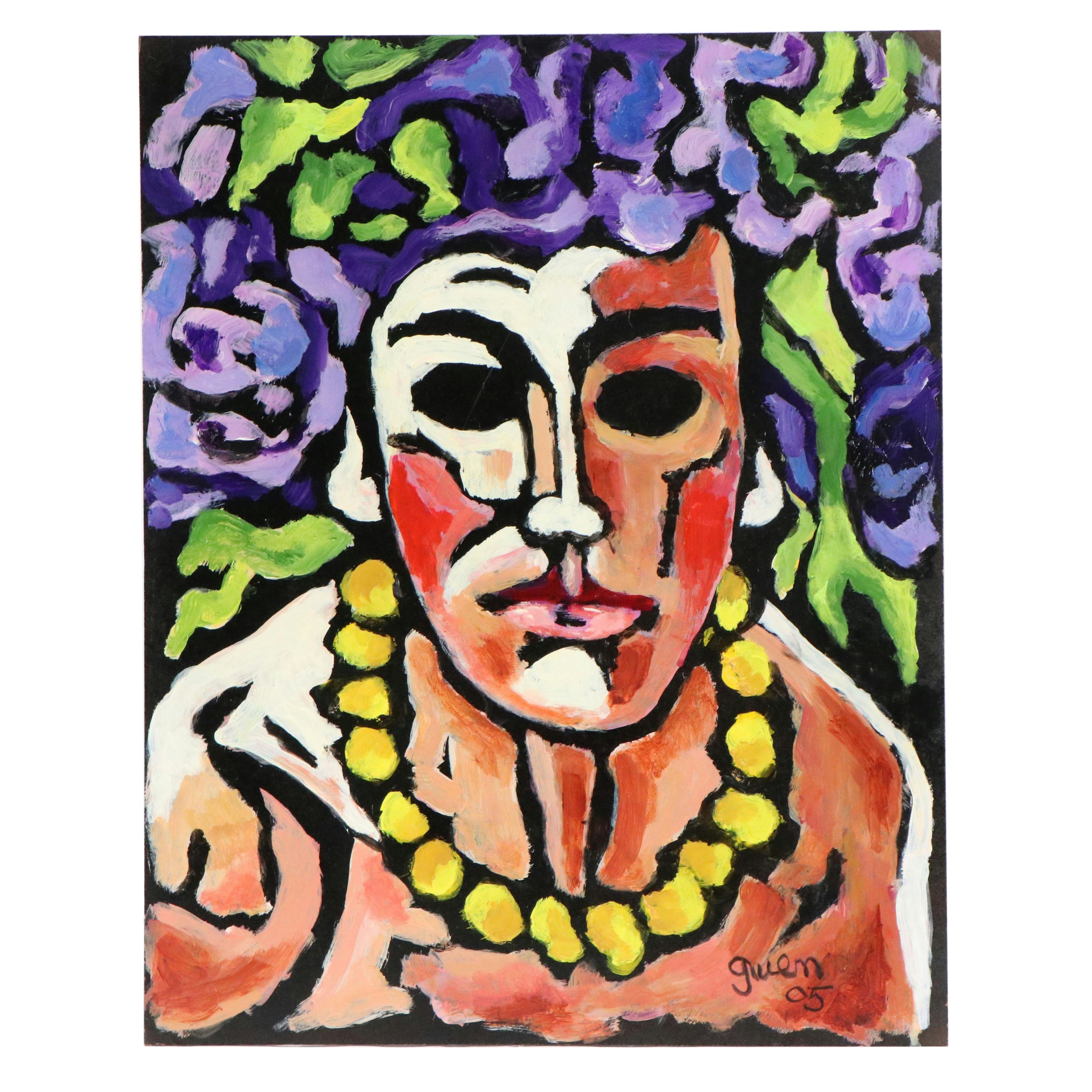Gwen Doppler Modernist Acrylic Portrait "Medusa," 2005