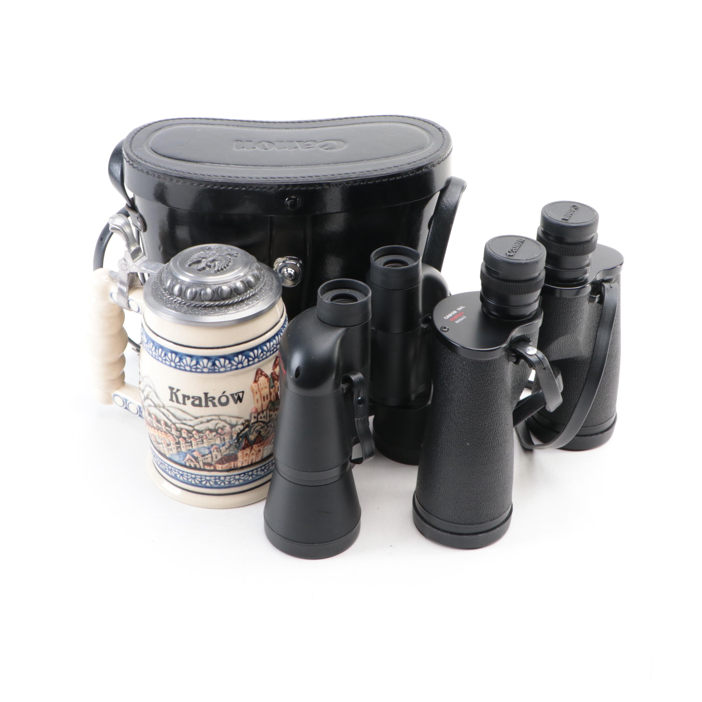 Canon 7x50 7.2° Binoculars and Case with Jason Model 1196 10x50 Binoculars