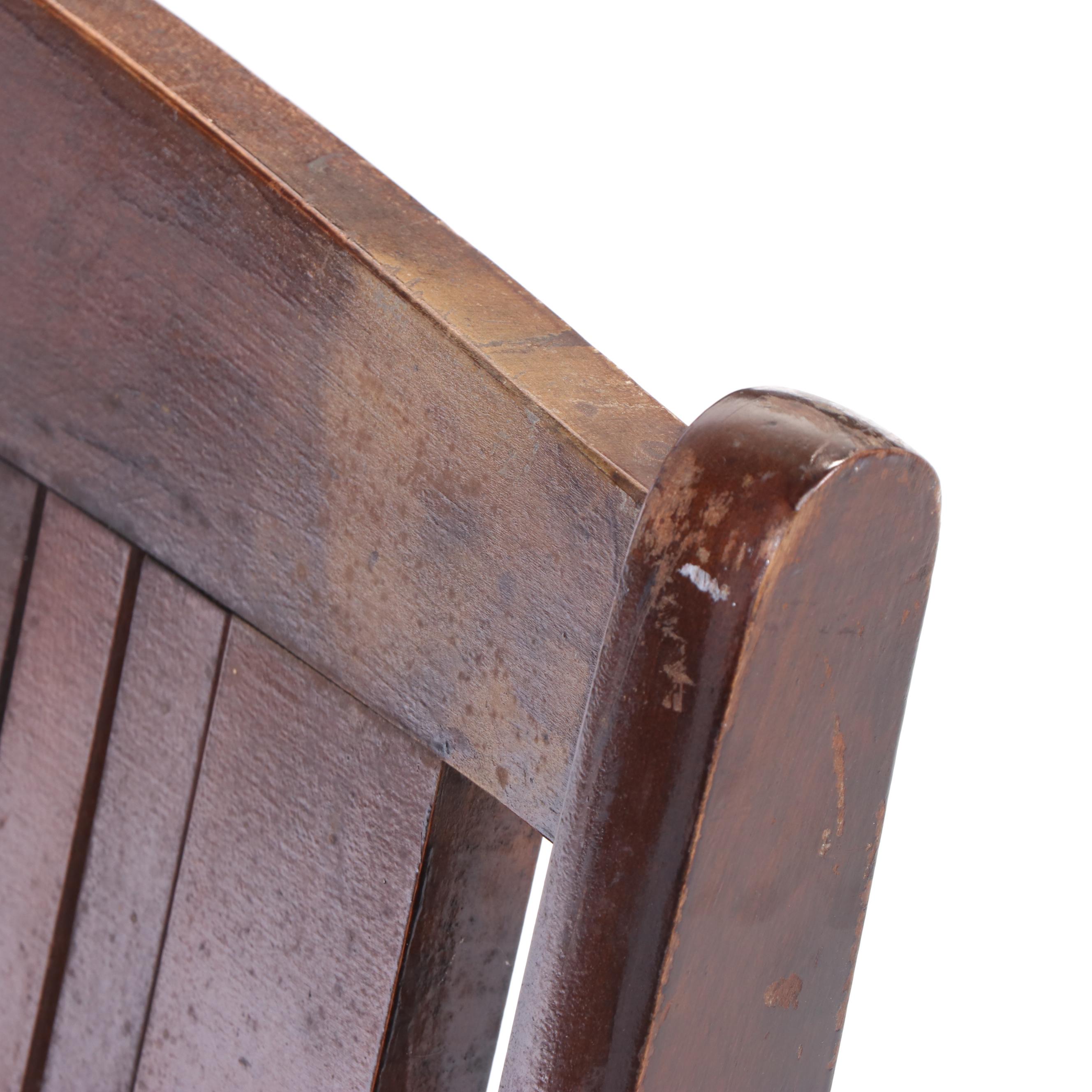 Two Slatted Maple and Oak Folding-Seat Benches, Including Readsboro Chair Co.