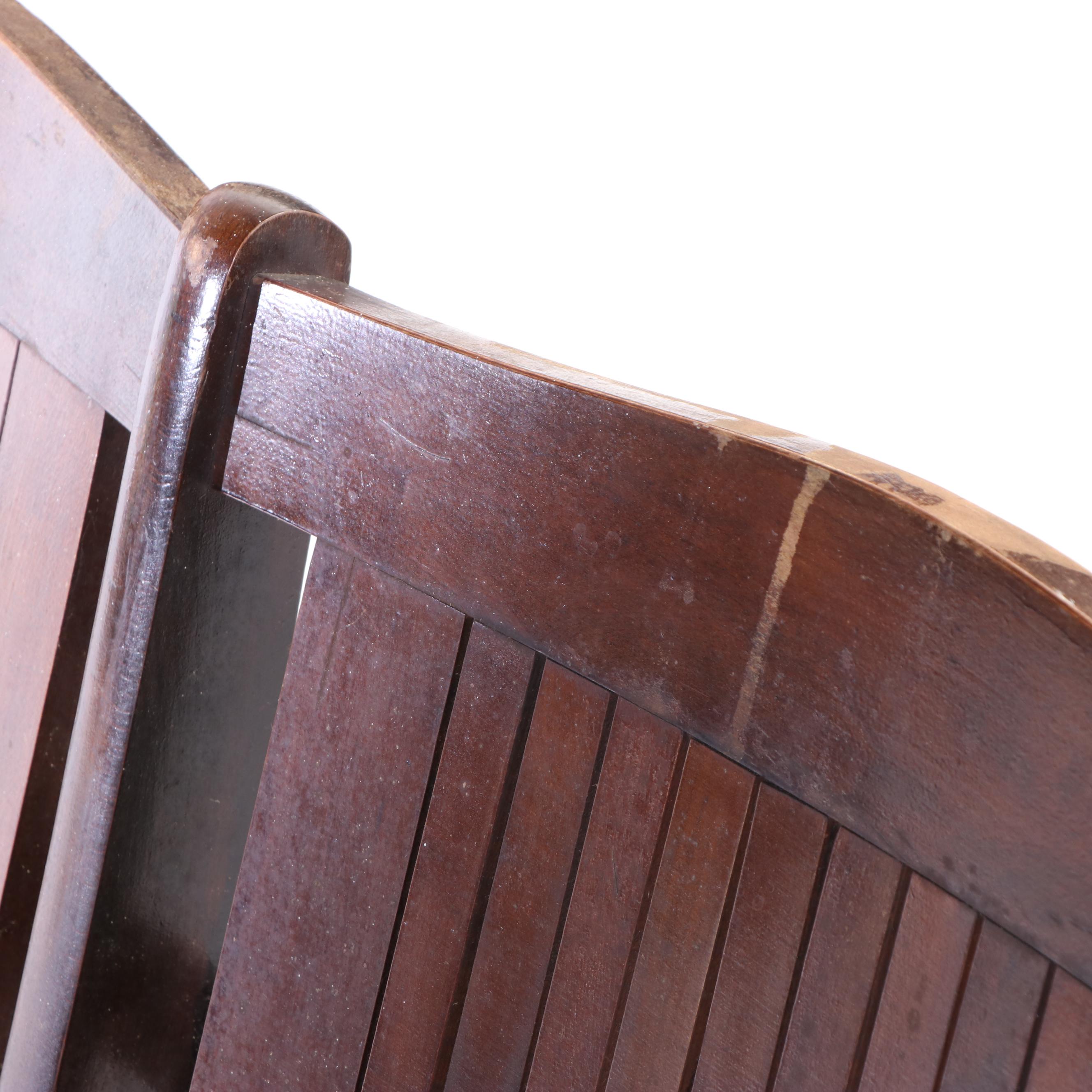 Two Slatted Maple and Oak Folding-Seat Benches, Including Readsboro Chair Co.
